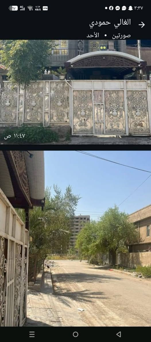 السلام عليكم 
دار للبيع طابو صرف ١٢٥م الزعفرانيه شارع الزوراء قريب من الشارع العام طابقين 
الطابق الاول استقبال وصاله ومطبخ وغرفه والطابق الثاني غرفتين وصاله وصحيات عدد ٢ للاستفسار ***********

نص مكتوب في الصور:
- الغالي حمودي صورتين الأحد ١١:٤٧ ص