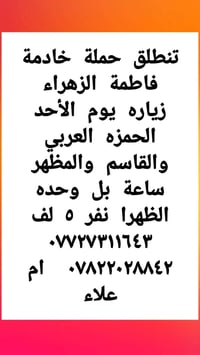 خادمة فاطمة • زيارة الأحد • الحمزة