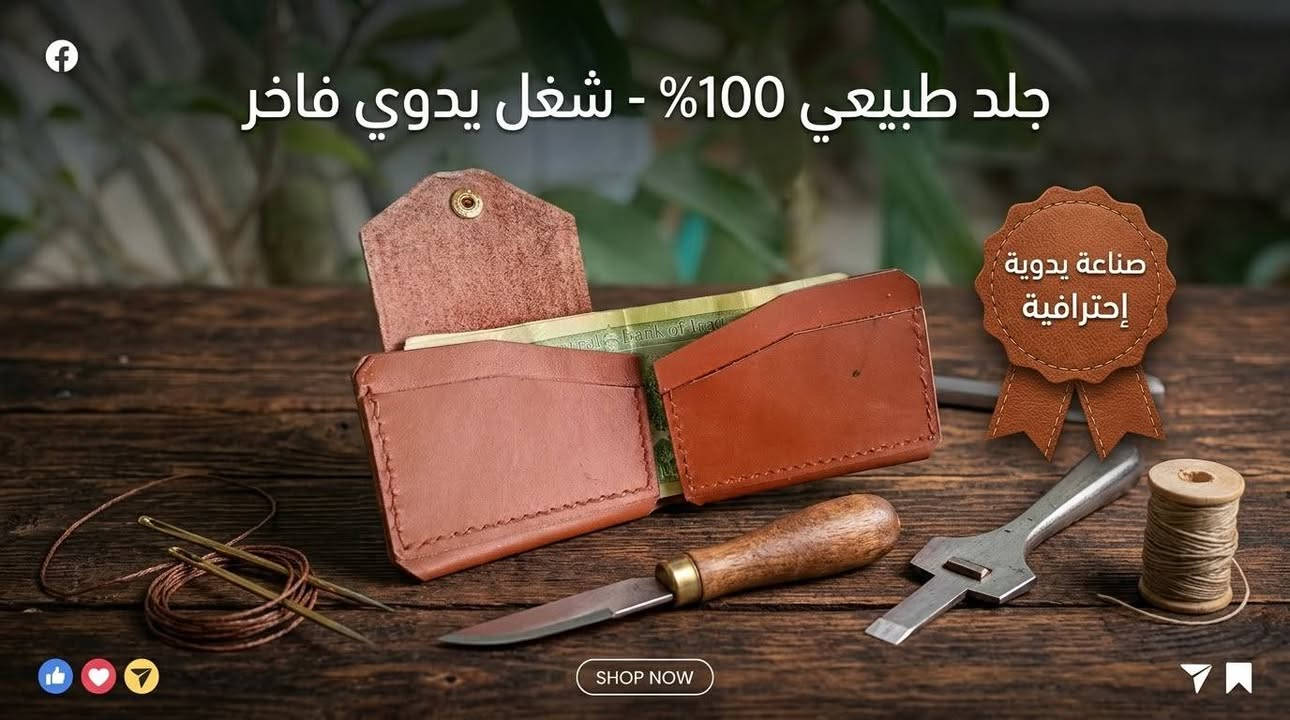 جلد طبيعي • شغل يدوي • ٤ جيوب