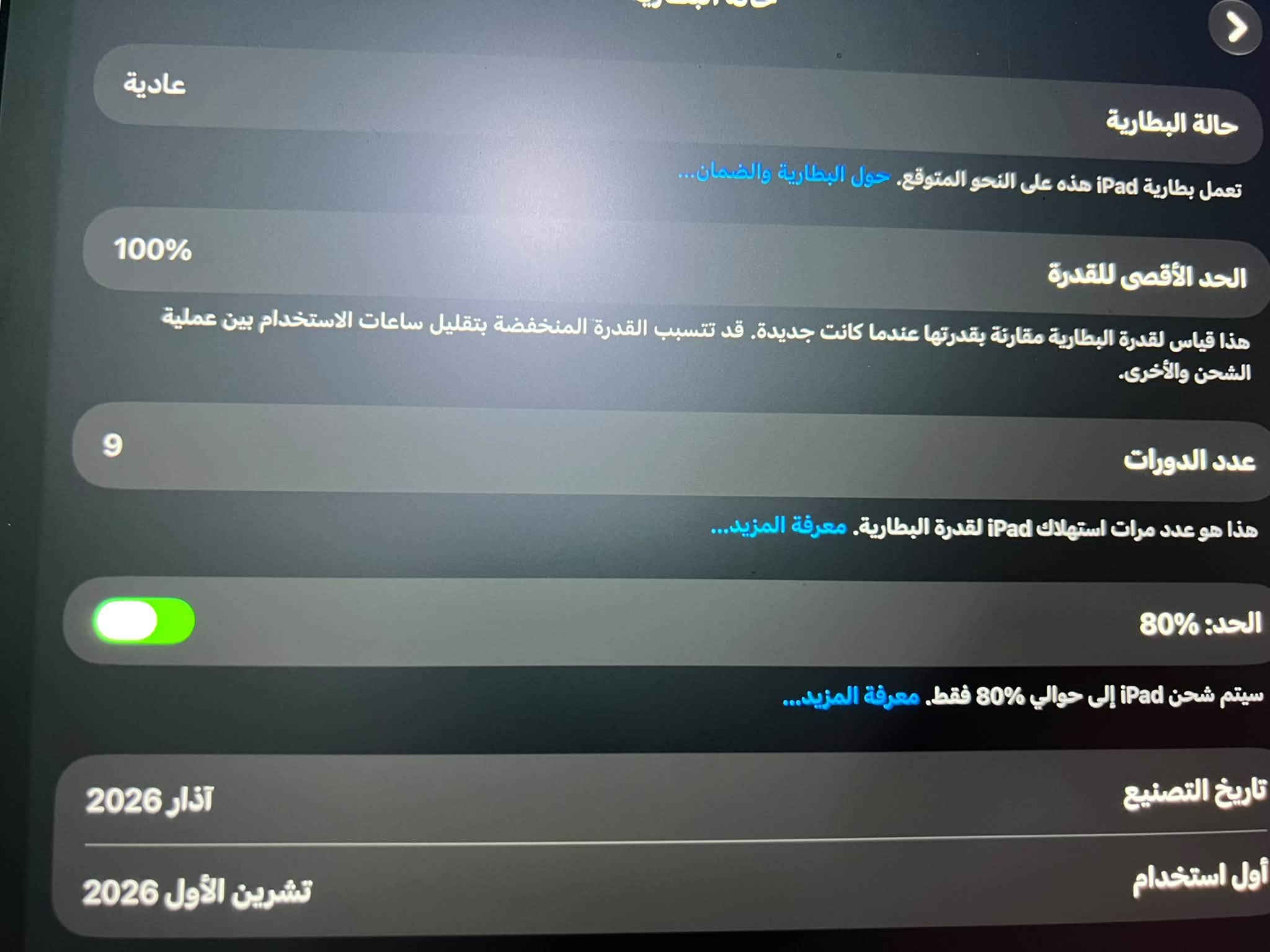 آيباد اير 11 • ١٢٨ جيجا • بطارية ١٠٠٪