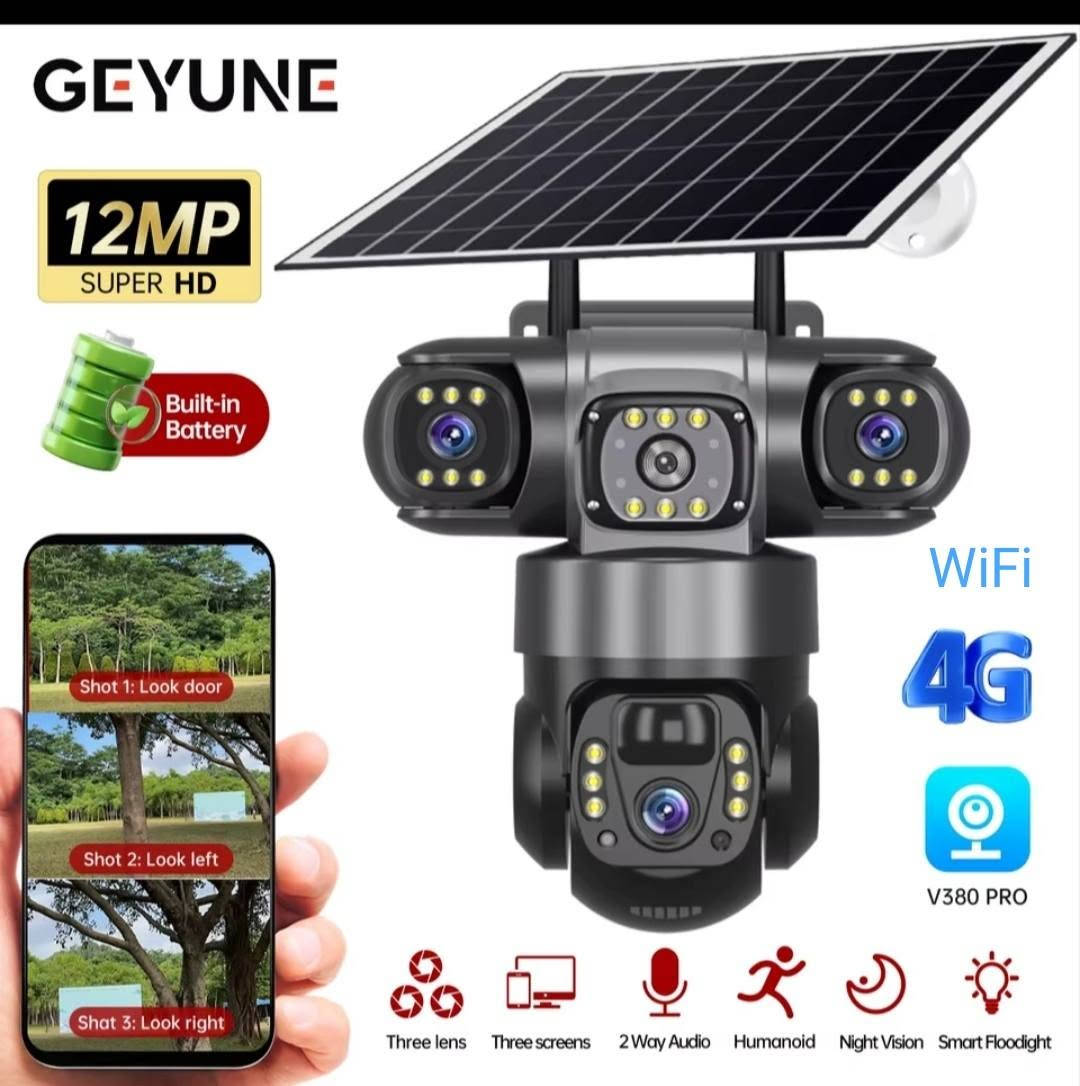 كاميرا طاقة شمسية جديدة غير مستخدمة
للتواصل واتساب ***********
السعر 60

نص مكتوب في الصور:
- 1.SOLAR PANEL CHARGE
- DC 5V
- 2.TYPE-C CHARGE
- GEYUNE 12MP SUPER HD Built-in Battery Shot 1: Look door Shot 2: Look left Shat 3: Look right WiFi 4G V380 PRO Three lens Three screens 2 Way Audio Humanoid Night Vision Smart Floodight