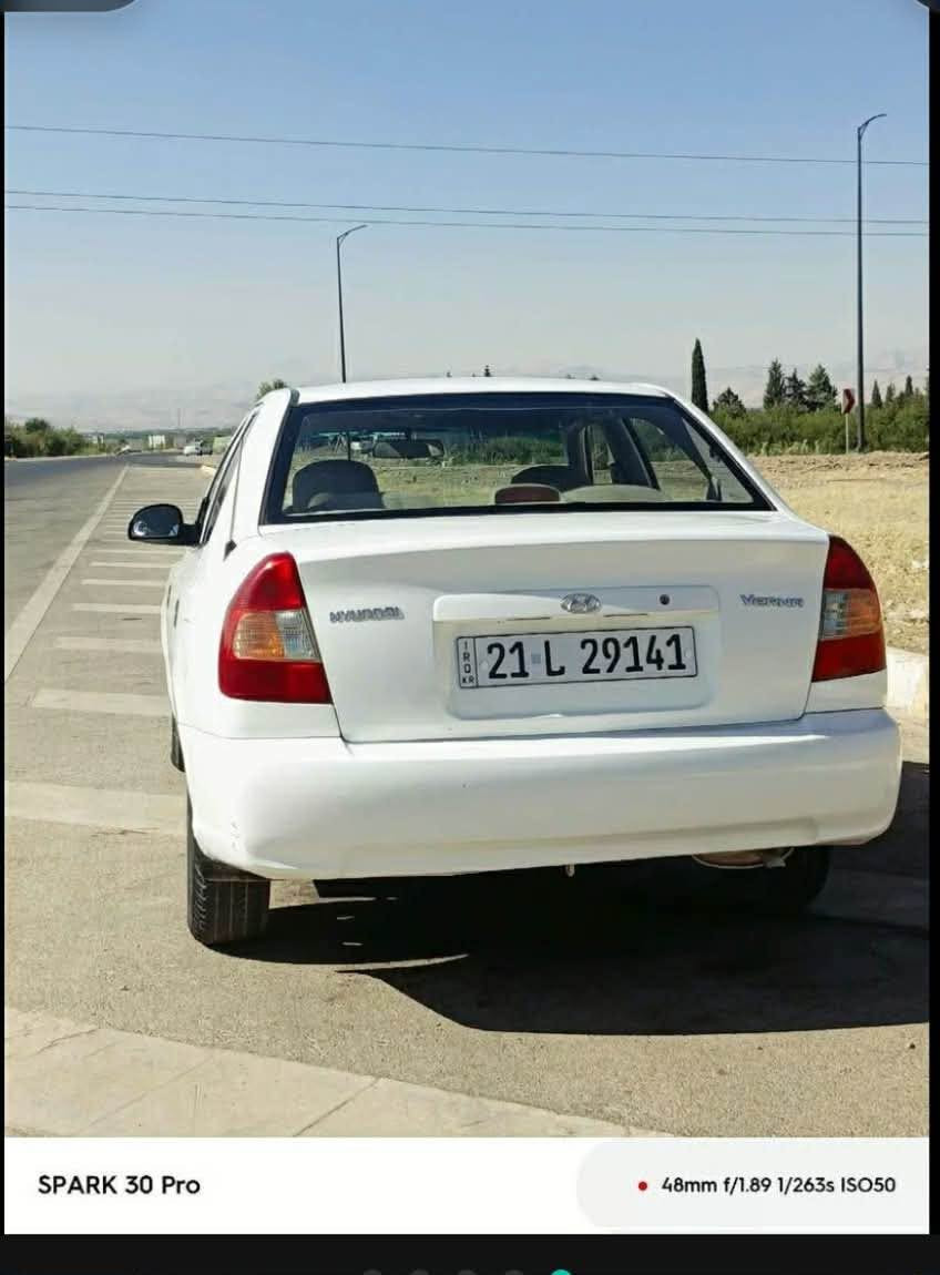 بەناوی خوای گەوورە 
هایۆندا ڤێرنا 
مۆدێل ٢٠١٠
رەقەم و سەنەوی تازەیە تا ٢٠٣١ بەناوی خۆمانە
پەڵە پەڵە بۆیاخی هەیە سەقف بەشەرت
گێڕ و مەکینە و تەبرید هەموی بەشەرت
گێڕ ئۆتۆماتیک 
٤ تایەی لۆک
کارەبای هەمووی بەشەرت
نرخ«٦٨»
یەک تۆز مەجال
***********
ناونیشان - هەڵەبجەی شەهید حلبجة, السليمانية

نص مكتوب في الصور:
- SPARK 30 Pro
- 24mm f/1.89 1/244s ISO50
- SPARK 30 Pro 48mm f/1.89 1/263s ISO50
- SPARK 30 Pro 35mm f/1.89 1/433s ISO51
- SPARK 30 Pro 24mm f/1.89 1/100s ISO54
- SPARK 30 Pro 24mm f/1.89 1/228s ISO50