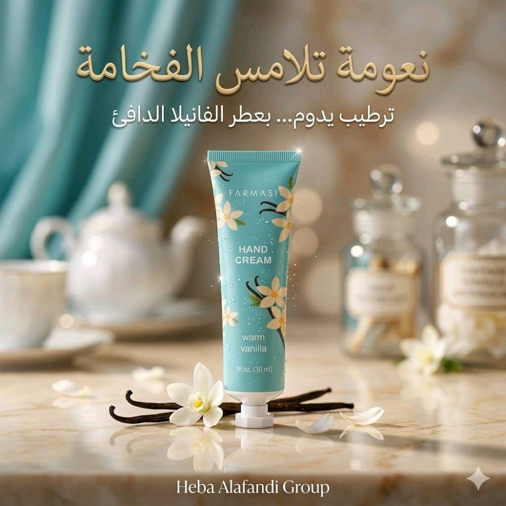 ايدك ناعمة مثل الحرير مع فارمسي 🤍

كريمات يد فاخرة 30ml بروائح تجنن وثبات يدوم

**اختاري ريحتك المفضلة:**

**1. Velvet Fig التين المخملي** 🍇
ترطيب غني + ريحة فاخرة دافئة
"لمسة مخملية ترطيب يدوم"

**2. Verbena Burst** 🌸
انتعاش طبيعي ولمسة زهرية
"نعومة + ترطيب + انتعاش"

**3. Mediterranean Breeze** 💜
ريحة اللافندر ونسيم البحر
"ترطيب فاخر بعطر يلامس الانتعاش"

**4. Warm Vanilla** 🍦
الفانيلا الدافئة الحلوة
"نعومة تلامس الفخامة"

**5. مجموعة ثانية متوفرة:**
Moringa | Cherry Blossom | Coconut & Vanilla | Almond & Milk | Pistachio Macaron

**المميزات:**
✅ ترطيب عميق من اول استخدام
✅ يمتص بسرعة وما يترك دهون
✅ حجم 30ml مناسب للشنطة والسيارة
✅ ريحة تبقى بالايدين ساعات
✅ يعالج التشققات والجفاف

العرض: اختاري 3 قطع بسعر خاص 💌
للحجز والطلب ادخلي خاص
توصيل للجميع محافظات متوفر 🚚