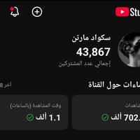 قناة يوتيوب للبيع • ٤٣٨٦٧ مشترك • ٧٠٢٫٨ ألف مشاهدة