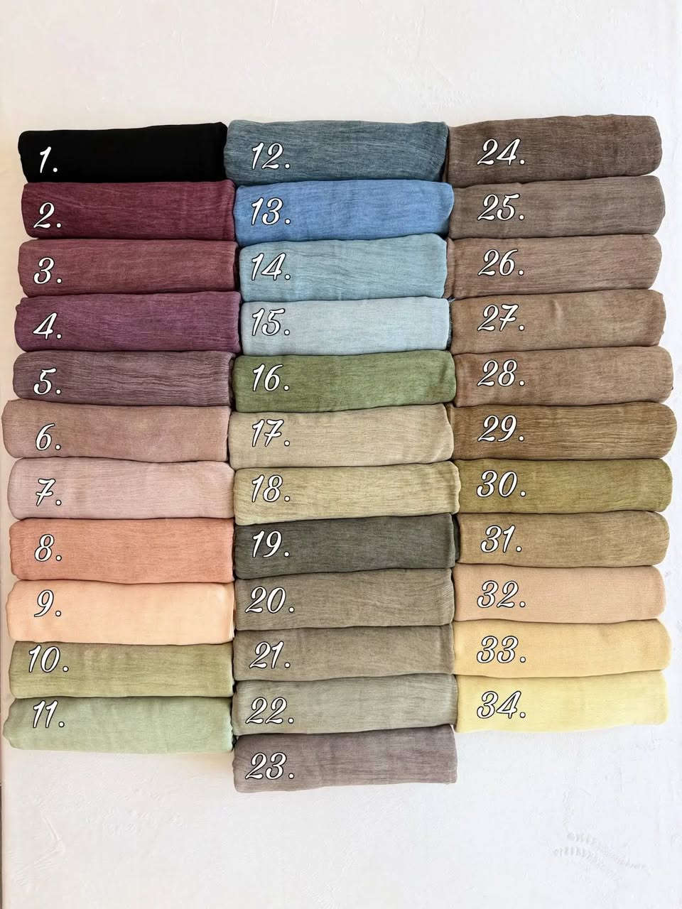 شال تايلندي اصلي مقدم من حجابات التميمي 
سعر درزن 30 الف 
توصيل لجميع انحاء العراق 🇮🇶
***********
***********
***********
***********
#حجابات_التميمي #حجابات_تركية #بغداد #العراق #اكسبلور

نص مكتوب في الصور:
- حِجَابَاتُ التَّمِيمِي HIJABAT AL-TAMIMI شَال تایلندي تقدم لكم حجابات التميمي سعر الدزن 30,000 دينار خامة ناعمة ومريحة مناسبة لكل الأذواق ألوان متعددة جودة .. أناقة .. ثقة
- 1. 2. 3. 4. 5. 6. 7. 8. 9. 10. 11. 12. 13. 14. 15. 16. 17. 18. 19. 20. 21. 22. 23. 24. 25. 26. 27. 28. 29. 30. 31. 32. 33. 34.
- 1. اسود
- 2.
- 3.
- 4.
- 5.
- 6.
- 7.
- 8.
- 9.
- 10.
- 11.
- 12.
- 13. 14. 15. 16. 17. 18. 19.
