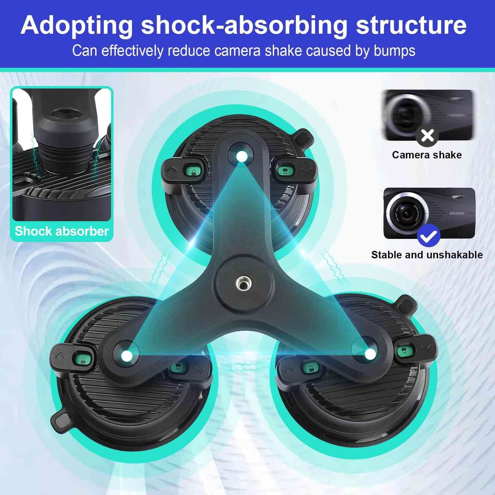 طقم حامل الشفط (Suction Mount) وعصا السيلفي للسيارات والكاميرات
تم تصميم هذا الطقم المتطور لتثبيت كاميرات الأكشن و 360 (مثل Insta360 و GoPro) على السيارة التقاط زوايا سينمائية استثنائية وبثبات تام.
✨ أبرز المميزات:
 ثبات فائق وممتص للصدمات: يحتوي على قاعدتي شفط قويتين (قاعدة ثلاثية ممتصة للاهتزاز وقاعدة ثنائية) للتثبيت المحكم على الزجاج أو هيكل السيارة.
 عصا سيلفي تلسكوبية (1.2 متر): مصنوعة من سبائك الألومنيوم المقوى لإخفاء العصا في تصوير 360 درجة.
 جودة تصنيع عالية: جميع الوصلات والمشابك مصنوعة من الألومنيوم المتين (Aluminum Alloy) لتحمل السرعات والظروف المختلفة.
 حرية التعديل 360 درجة: مفاصل كروية (Ball heads) لمختلف الزوايا للتصوير بسهولة.
📦 محتويات المجموعة:
 1× قاعدة شفط ثلاثية ممتصة للاهتزاز (Shock absorber three suction cup base)
 1× قاعدة شفط ثنائية (Double suction cup base)
 1× عصا سيلفي ألومنيوم تلسكوبية (1.2 متر)
 1× وصلة تمديد ألومنيوم (120 مم)
 1× محول كاميرا (Camera adapter)
 1× مجموعة مشابك ومفاصل كروية (Ball clamp, Pipe clamp, Gimbal)
 وصلات براغي قياسية 1/4 بوصة لتوافق شامل مع الكاميرات
📩 للطلب والاستفسار، يرجى التواصل معنا عبر الرسائل!

***********📞☎️

نص مكتوب في الصور:
- Multiple styles to match
- Multi scenario installationEngine hood, side windows, roof, rear of the car First perspective follow-up shooting
- Adopting shock-absorbing structure Can effectively reduce camera shake caused by bumps Shock absorber Camera shake Stable and unshakable
- Product list Shock absorber three suction cup base * 1 Double suction cup base * 1 1.2m aluminum alloy telescopic selfie stick * 1 120mm aluminum alloy extension rod * 1 Camera adapter * 1 Aluminum alloy ball clamp * 1 Aluminum alloy pipe clamp * 1 Aluminum alloy gimbal * 1 Bottom 1/4 screw ball head * 1 Top 1/4 screw ball head * 1