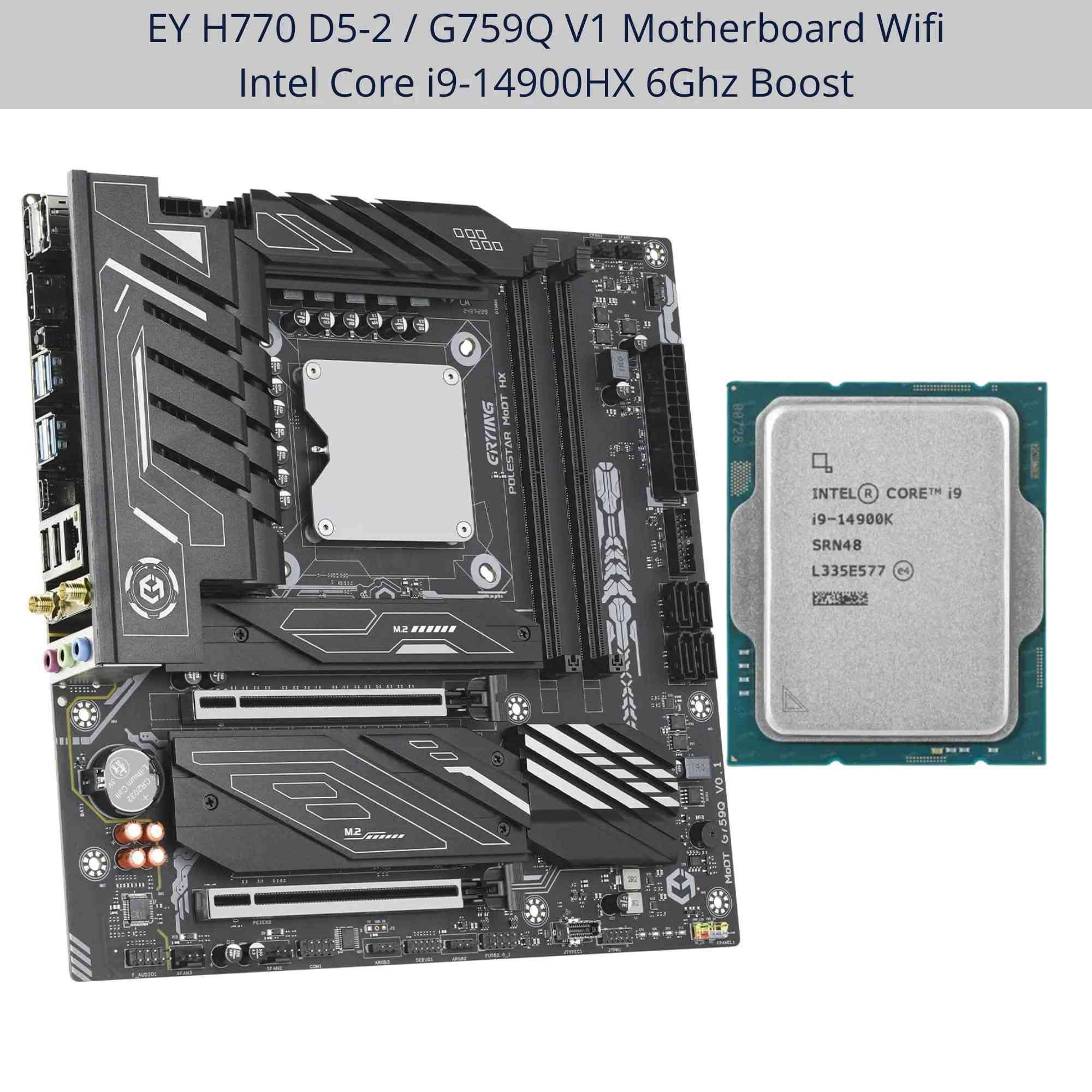 � بورد + معالج i9-14900HX بسعر معالج فقط! 🔥
💥 ERYING POLESTAR i9-14900HX DDR5

🚀 24 Core / 32 Thread
⚡ Turbo يوصل 5.8GHz
🧠 DDR5 – منفذين RAM
💾 3× M.2 NVMe + 4× SATA 3.0
🎮 PCIe 4.0 ×16 لكرت الشاشة
📶 Wi-Fi 6E AX211
🔧 M-ATX

💰 السعر: 550,000 دينار فقط

يعني تاخذ بورد + i9-14900HX بسعر قريب من سعر معالج قوي وحده 🔥

✅ ضمان
🚚 متوفر توصيل

📍 موصل – الدواسة – عمارة القدس
🏪 مكتب البغدادي للحاسبات
📞 ***********

نص مكتوب في الصور:
- CRYING 尔英 M-ATX i9-14900HX DDR5 24Cores 32Threads Max turbo frequency 5.8Ghz 2*DDR5 RAM 3*M.2 NVME+4*SATA3.0 1*PCIe4.0x16;1*PCIe3.0x4 1*AX211 WIFI6E Card LGA115X/LGA1700 USD$15 Store Coupon + 2% Coin Discount add to Cart
- EY H770 D5-2 / G759Q V1 Motherboard Wifi Intel Core i9-14900HX 6Ghz Boost
