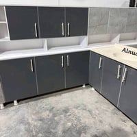 كاونتر خشب MDF ارضي وملحق قياس متر ونص وسنك متر و20 مرمر سعر 260 الف