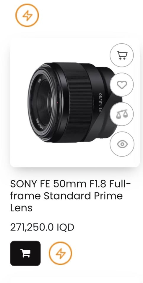 السلام عليكم
عدسه سوني e mount 50 mm f 1.8 
استعمال ٥ مرات فقط 
للبيع كل اغراضها كامله و الكاب و الكارتونه و كلشي 
سبب البيع ازيد اغير الكاميرا 
السعر ٢٢٥ و هاي سعر الجديده حاليا 
التواصل واتساب هذا الرقم ***********
