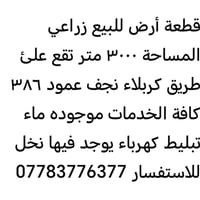 أرض زراعي • ٣٠٠٠م • طريق كربلاء نجف