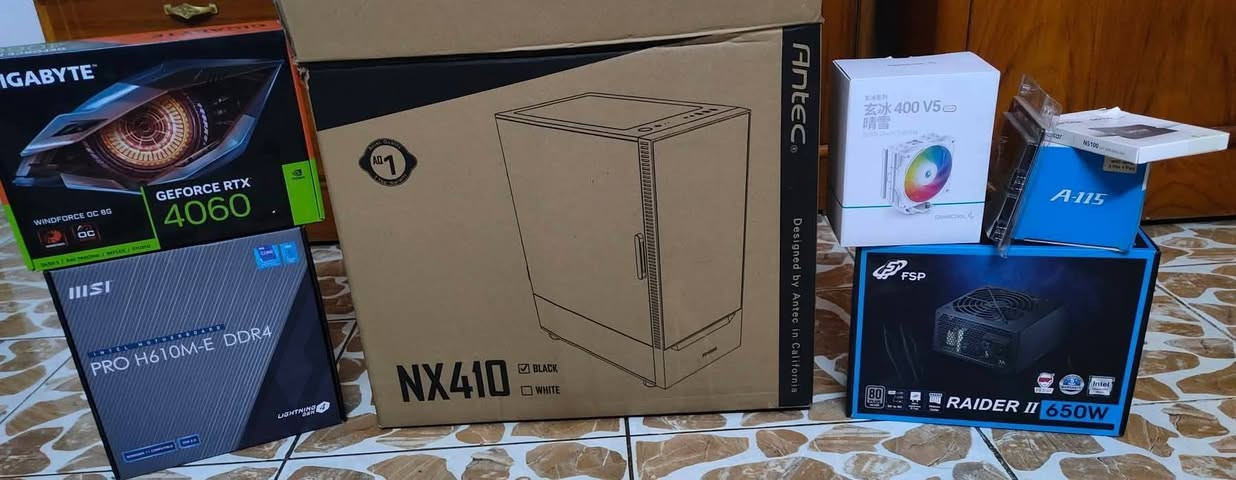 السلام عليكم 
PCللبيع
للعلم نضيفه واستعمالهه قليل وكراتينهه موجودات
المواصفات/
i5 12400F (المعالج)

RTX GIG 4060 WF2 OC 8GB (كرت الشاشة)

RAM DDR4 8GB 3600 RGB T-FORCE 
(16 الرام)

LEXAR 1T SSD LN100-MA (التخزين)

CASE NX410 ANTEC (الكيس)

FSP RA2 650 (باور سبلاي)

MSI PRO H610M-E DDR4 ST (المذربورد)
أضافه للمبرد
DeepCool Gammaxx 400 V5 White ARGB
عنواني / بغداد الحبيبيه للعلم ما عندي توصيل
السعر/ نهايتها مليون و100
رقمي/***********
