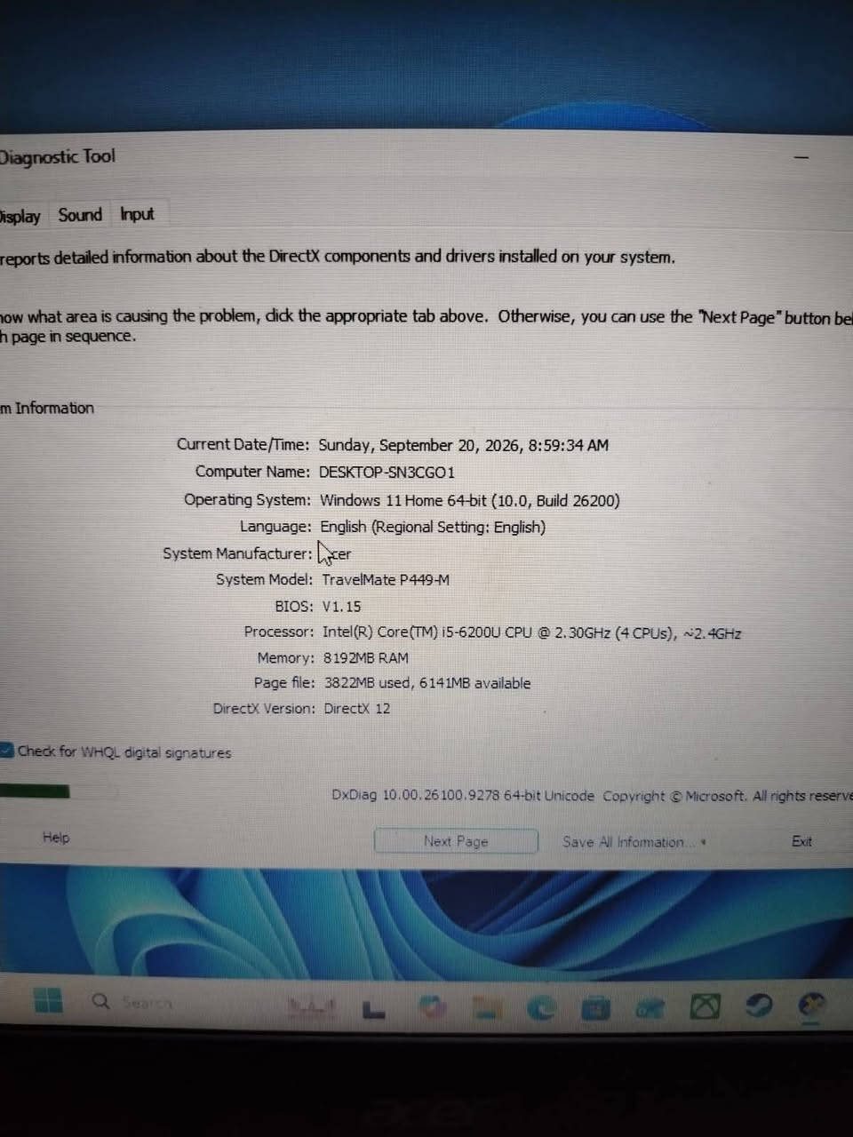 ايسر TravelMate • i5 الجيل السادس • رام ٨ ٢٥٦SSD