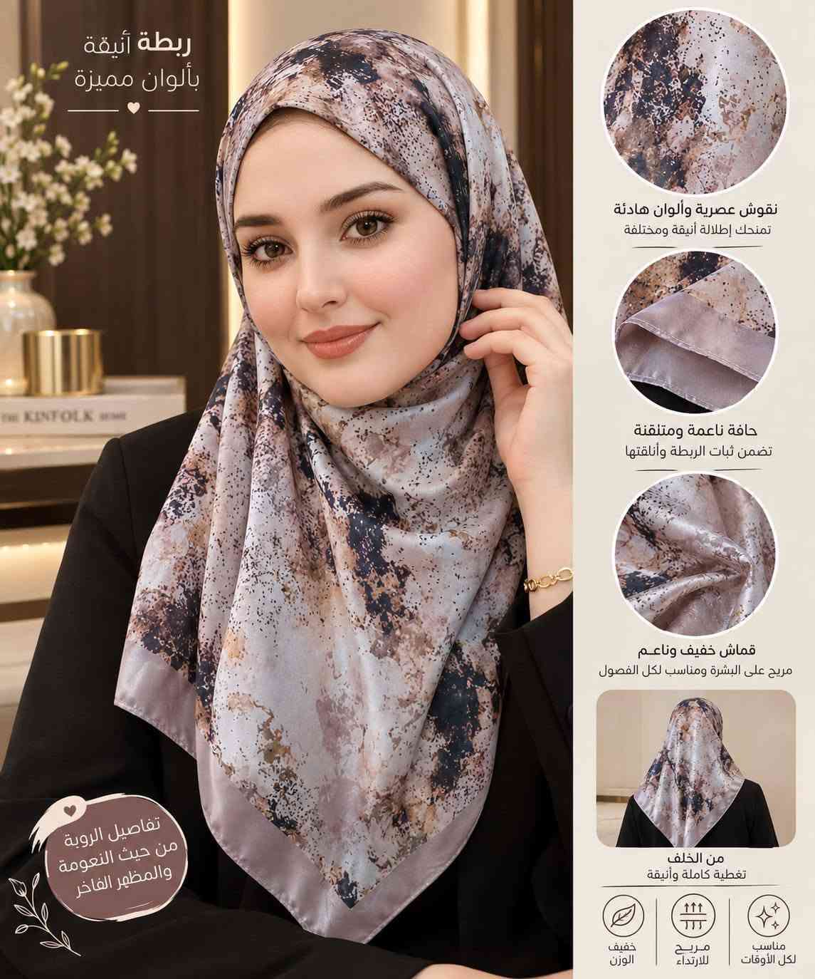 ربطات جرجيت ✨️ستن ✨️شيفون
  📏 القياس: 110سم
💰 السعر: 5,00 د.ع فقط 
متوفر توصيل

نص مكتوب في الصور:
- ربطة أنيقة بألوان مميزة نقوش فاخرة وألوان راقية تمنحك إطلالة أنيقة ومناسبة حافة ناعمة ومتقنة تضمن ثبات الربطة وأناقتها قماش خفيف وناعم مريح على البشرة ومناسب لكل الفصول من الخلف تغطية كاملة وأنيقة مناسب لكل الأوقات مريح للارتداء خفيف الوزن تفاصيل الربطة من حيث النعومة والمظهر الفاخر
- ربطة أنيقة بألوان مميزة
- نقوش فاخرة وألوان راقية تعطيكم إطلالة أنيقة ومناسبة
- حافة ناعمة ومتقنة تضمن ثبات الربطة وأناقتها
- قماش خفيف وناعم مريح على البشرة ومناسب لكل الفصول
- تفاصيل الربطة من حيث النعومة والمظهر الفاخر
- من الخلف تغطية كاملة وأنيقة
- مناسب لكل الأوقات
- مريح للارتداء
- خفيف الوزن
- ربطة أنيقة بألوان مميزة نقوش فاخرة وألوان راقية تعطيك إطلالة أنيقة ومناسبة حافة ناعمة ومتقنة تضمن ثبات الربطة وأناقتها قماش خفيف وناعم مريح على البشرة ومناسب لكل الفصول من الخلف تعطية كاملة وأنيقة مناسب لكل الأوقات مريح للارتداء خفيف الوزن تفاصيل الربطة من حيث النعومة والمظهر الفاخر
- تفاصيل الربطة
- حواف مزخرفة بأحجار لامعة
- بشكل أنيق وهادئ
- قماش الربطة
- قماش ستريج ناعم ومريح
- من الخلف
- تغطية كاملة وأنيقة
- مناسبة
- لكل الأوقات
- مريحة
- للارتداء
- خفيفة
- الوزن
- بسيطة .. ناعمة .. وتكمل جمالك ربطة جرجيت أناقة بسيطة .. لكل يوم القماش: جرجيت القياس: 105 سم (قياس مناسب ومريح) السعر: 5,000 دينار الترتيب: مرتبة وسهلة باللبس مميزات الربطة قماش جرجيت ناعم وخفيف ما يسبب حرارة ثبات عالي على الرأس مناسبة للدوام والمشاوير والمناسبات متوفرة بعدة ألوان حسب المتوفر للطلب والاستفسار راسلونا بالخاص قياس الربطة 105 سم 105 سم تفصيلة القماش من الخلف جودة .. راحة .. أناقة
- ربطة أنيقة بألوان مميزة نقوش فاخرة وألوان راقية تمنحك إطلالة أنيقة ومتناسقة حافة ناعمة ومتقنة تضمن ثبات الربطة وأناقتها قماش خفيف وناعم مريح على البشرة ومناسب لكل الفصول تفاصيل الربطة من حيث النعومة والمظهر الفاخر من الخلف تغطية كاملة وأنيقة مناسب لكل الأوقات مريح للارتداء خفيف الوزن
- ربطة أنيقة بألوان مميزة نقوش عصرية وألوان هادئة تمنحك إطلالة أنيقة ومختلفة حافة ناعمة ومتلقنة تضمن ثبات الربطة وأناقتها قماش خفيف وناعم مريح على البشرة ومناسب لكل الفصول من الخلف تغطية كاملة وأنيقة مناسب لكل الأوقات مريح للارتداء خفيف الوزن تفاصيل الروبة من حيث النعومة والمظهر الفاخر