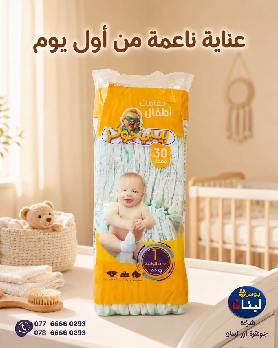 📣 **صاحب محل أو مجمع تجاري؟**
وفّر **حفاضات بيبي جوكر** على رفوفك واستفد من عروض الجملة لدى الوكيل الحصري في ذي قار، **شركة جوهرة أرز لبنان**.

🚚 **لدينا مندوبون يغطّون جميع مناطق محافظة ذي قار.**

📍 الناصرية – منطقة الواحة – طريق سيد خضير – قرب بنزين خانة أرض السواد

📞 اتصال وواتساب:
***********
***********
