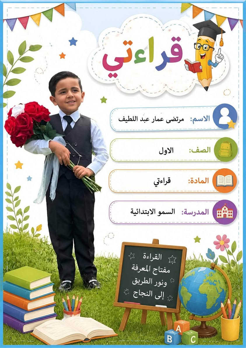 اجعل ابنك مميز✅ مع مكتبة التميز 
نبدء العام الدراسي بطباعة ستيكرات صورة الطالب واسمة والصف والمدرسة على  اسامي واغلفة دفاتر وكتب  باعلى دقة وجودة.  سعر الطبقة او الغلاف. 2000دينار توصيل كل محافظات 5 
#مدارس #اطفال #تعليم
مكتبة التميز حله حي العسكري شارع ٣٠
***********

إرسال رسالة
