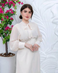 فستان كريب • شغل يدوي • مقاس ٦٠-١٢٠