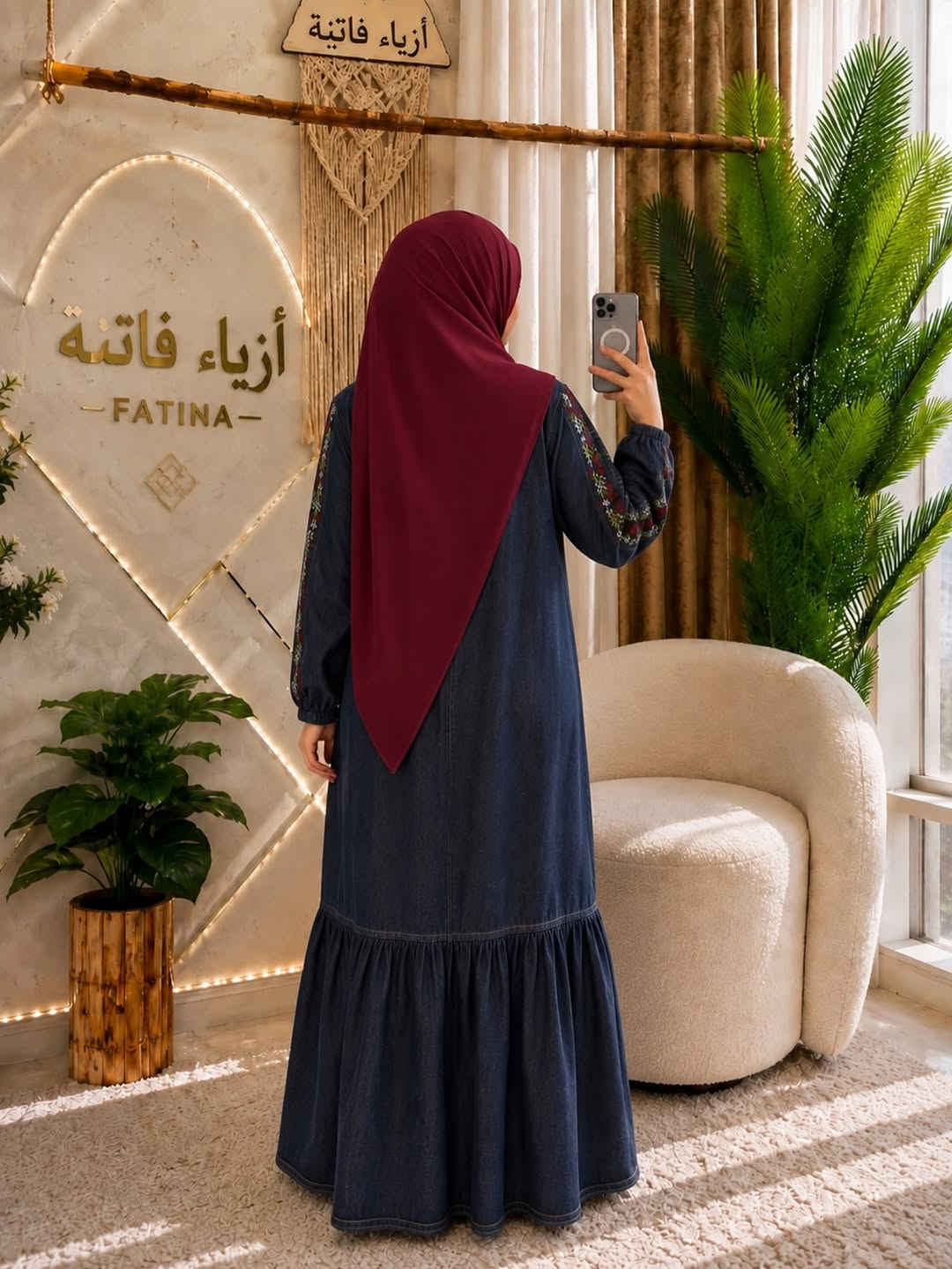 ازياء فاتنة
فستان جينز صيفي جميل وفخم للمحجبات 
فصال محتشم 
موديلات فاتنة… ماتتفوت 
حصراً من ماركة فاتنة 
• طول الفستان 150 سم 
• فصال شبه كلوش 
• كشكشي نهاية الفـــستان بطول 40 سم مريح ومحتشم 
• تنطي مظهر انحف باللبس
• ⁠ ✨
قطعة تبقى وياج سنين وما تبطل موديلها 👌

متوفر حالياً بكمية محدودة
راسلينا خاص واحجزي بسرعة قبل النفاذ 💌

#ازياء_فاتنة⁩⁩
قالب راهي 
___________________________ 
🖊️ االــخـــــــاامــة :- 
جينز صيفي  مطرز :- مـטּ الجينز الممتاز المستورد قماش انسيابي وليس جاف ملمس ناعم مايحتاج كوي بس شي بسيط 
❥❥ ─── ❥❥ ❥❥ ─── ❥❥

القياسات القياسات 1/2/3/4 

🌱قياس 1):- 
تلبس وزن من 70 الى 80 كــــيـلـو ⚖️ 
يعني يلبس قياس. 40 . 42. 44 

🌱قياس 2 ):- 
تلبس وزن من 80 الى 90 كــــيـلـو ⚖️ 
يعني يلبس قياس. 46. 48 

🌱قياس 3):- 
تلبس وزن من 90 الى 100 كــــيـلـو ⚖️ 
يعني يلبس قياس. 50 . 52 

🌱قياس 4):- 
تلبس وزن من 100 الى 120 كــــيـلـو ⚖️ 
يعني يلبس قياس. 54. 56. 58 

_______________________ 
ســــعـــر  الفستان بـــ 60 الفــــﮯ 
مع الهدية 🎁 الشال او الربطة 
________________________ 
للحجز والاستفسار المراسلة ؏ــلى الواتساب :- ***********
***********
