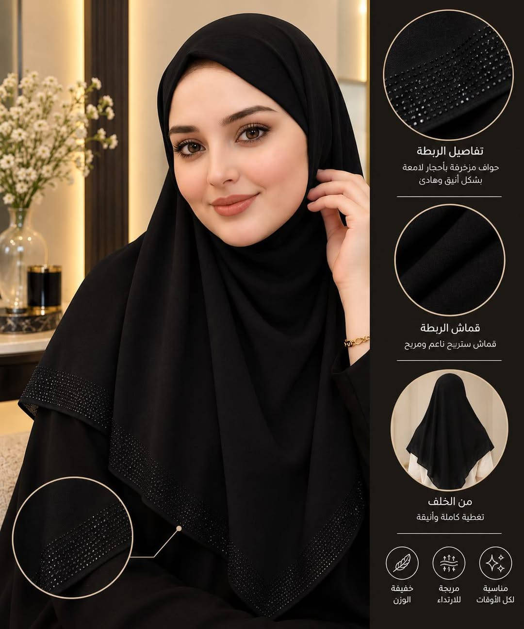 ربطات جرجيت ✨️ستن ✨️شيفون
  📏 القياس: 110سم
💰 السعر: 5,00 د.ع فقط 
متوفر توصيل

نص مكتوب في الصور:
- ربطة أنيقة بألوان مميزة نقوش فاخرة وألوان راقية تمنحك إطلالة أنيقة ومناسبة حافة ناعمة ومتقنة تضمن ثبات الربطة وأناقتها قماش خفيف وناعم مريح على البشرة ومناسب لكل الفصول من الخلف تغطية كاملة وأنيقة مناسب لكل الأوقات مريح للارتداء خفيف الوزن تفاصيل الربطة من حيث النعومة والمظهر الفاخر
- ربطة أنيقة بألوان مميزة
- نقوش فاخرة وألوان راقية تعطيكم إطلالة أنيقة ومناسبة
- حافة ناعمة ومتقنة تضمن ثبات الربطة وأناقتها
- قماش خفيف وناعم مريح على البشرة ومناسب لكل الفصول
- تفاصيل الربطة من حيث النعومة والمظهر الفاخر
- من الخلف تغطية كاملة وأنيقة
- مناسب لكل الأوقات
- مريح للارتداء
- خفيف الوزن
- ربطة أنيقة بألوان مميزة نقوش فاخرة وألوان راقية تعطيك إطلالة أنيقة ومناسبة حافة ناعمة ومتقنة تضمن ثبات الربطة وأناقتها قماش خفيف وناعم مريح على البشرة ومناسب لكل الفصول من الخلف تعطية كاملة وأنيقة مناسب لكل الأوقات مريح للارتداء خفيف الوزن تفاصيل الربطة من حيث النعومة والمظهر الفاخر
- تفاصيل الربطة
- حواف مزخرفة بأحجار لامعة
- بشكل أنيق وهادئ
- قماش الربطة
- قماش ستريج ناعم ومريح
- من الخلف
- تغطية كاملة وأنيقة
- مناسبة
- لكل الأوقات
- مريحة
- للارتداء
- خفيفة
- الوزن
- بسيطة .. ناعمة .. وتكمل جمالك ربطة جرجيت أناقة بسيطة .. لكل يوم القماش: جرجيت القياس: 105 سم (قياس مناسب ومريح) السعر: 5,000 دينار الترتيب: مرتبة وسهلة باللبس مميزات الربطة قماش جرجيت ناعم وخفيف ما يسبب حرارة ثبات عالي على الرأس مناسبة للدوام والمشاوير والمناسبات متوفرة بعدة ألوان حسب المتوفر للطلب والاستفسار راسلونا بالخاص قياس الربطة 105 سم 105 سم تفصيلة القماش من الخلف جودة .. راحة .. أناقة
- ربطة أنيقة بألوان مميزة نقوش فاخرة وألوان راقية تمنحك إطلالة أنيقة ومتناسقة حافة ناعمة ومتقنة تضمن ثبات الربطة وأناقتها قماش خفيف وناعم مريح على البشرة ومناسب لكل الفصول تفاصيل الربطة من حيث النعومة والمظهر الفاخر من الخلف تغطية كاملة وأنيقة مناسب لكل الأوقات مريح للارتداء خفيف الوزن
- ربطة أنيقة بألوان مميزة نقوش عصرية وألوان هادئة تمنحك إطلالة أنيقة ومختلفة حافة ناعمة ومتلقنة تضمن ثبات الربطة وأناقتها قماش خفيف وناعم مريح على البشرة ومناسب لكل الفصول من الخلف تغطية كاملة وأنيقة مناسب لكل الأوقات مريح للارتداء خفيف الوزن تفاصيل الروبة من حيث النعومة والمظهر الفاخر