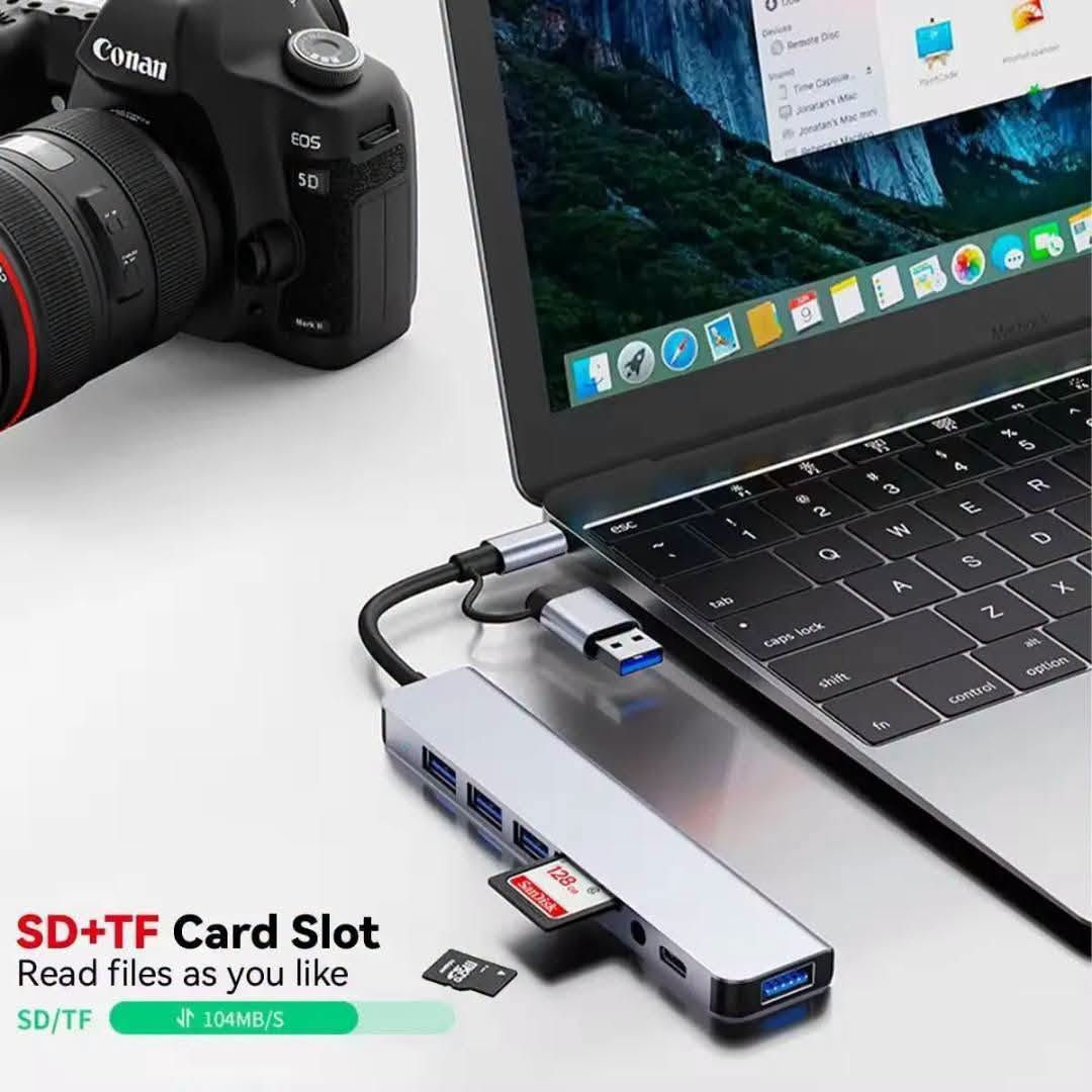 ادبتر 8 في 1 • تايب سي • فتحة SD/TF