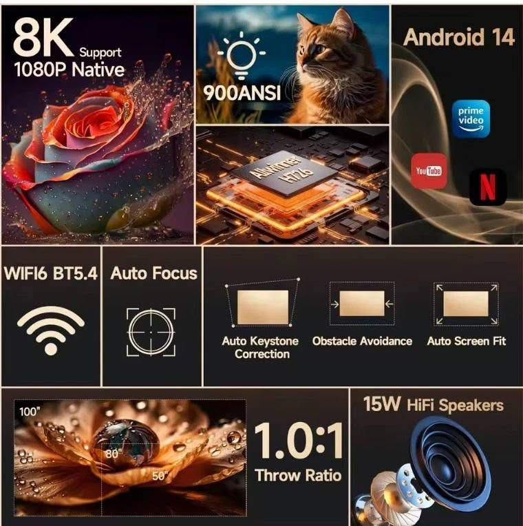 داتاشوو 8k نسخە 2026 ، النضام سمارت اندروید تیفي 14 ، و 900Ansi 😍
Magcubic HY 350 MAX
Android TV 14 🔥
900Ansi
نسخە جدید 2026 
متوفر جدید غیر مستخدم 💯
الحجز علی خاص او واتساب : ***********

نص مكتوب في الصور:
- 8K Support 1080P Native 900ANSI Android 14 WIFI6 BT5.4 Auto Focus Auto Keystone Correction Obstacle Avoidance Auto Screen Fit 100" 80" 50" 1.0:1 Throw Ratio 15W HiFi Speakers
- MAGCUBIC 8K Support 1080P Native 900ANSI Auto Focus Android 14
- Magcubic HY350 Max Android 14 High Resolution, 900ANSI, the highest brightness in the same price range high-brightness mode & daily energy-saving mode can be adjusted 1080P
- Ultra-High Brightness MAGCUBIC With 600ANSI, you get the best of both worlds-ultra-high brightness plus realistic color both night and day. Other Viewing Comfort MAGCUBIC Say Goodbye to Speckles Other
- Android 14 Allwinner H726 flagship chip & Android 14 system, performance and smoothness improved by 200% CPU:H726/64-BIT QUAD-CORE ARM® CORTEX®-A53 CPU*4 GPU ARM® MALITM-G31 GPU MEMORY 2+16G
