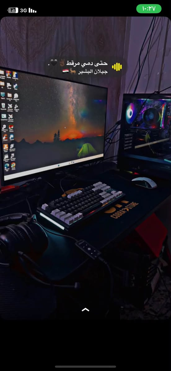 السلام عليكم للبيع Pc
رايده 600 قفل 
وياه موس وكيبورد وسماعه 
وشاشه سامسونك 75 هيرتز
مكاني زيونه 
رقم الاتصال 
***********

نص مكتوب في الصور:
- مركز صحي بسماية الاول
- الشموس, Iraq
- حتى دمي مرقط  جیلان البشیر
- Ups zeuz 1500
- Mouse
- Keyboard
- Mouse bad
- Pc :
- R5 3600
- 6500XT
- Ram 2*8 olye RGB 3600
- B450
- M.2 512 Lexer
- 550w
- Case 6Fan RGB
- Reply
- zhraa6040 1d
- 60 seconds Utilization 31% Speed 3.98 GHz Processes 183 Threads 3066 Handles 115831 Up time 0:00:49:43 Base speed: 3.60 GHz Sockets: 1 Cores: 6 Logical processors: 12 Virtualization: Disabled Hyper-V support: Yes L1 cache: 384 KB L2 cache: 3.0 MB L3 cache: 32.0 MB Search
- Run new task AMD Ryzen 5 3600 6-Core Processor 100%
- Memory composition In use (Compressed) 8.6 GB (730 MB) Available 7.3 GB Committed 15.6/24.9 GB Cached 7.5 GB Paged pool 453 MB Non-paged pool 442 MB Speed: 3600 MT/s Slots used: 2 of 2 Form factor: DIMM Hardware reserved: 89.9 MB Search