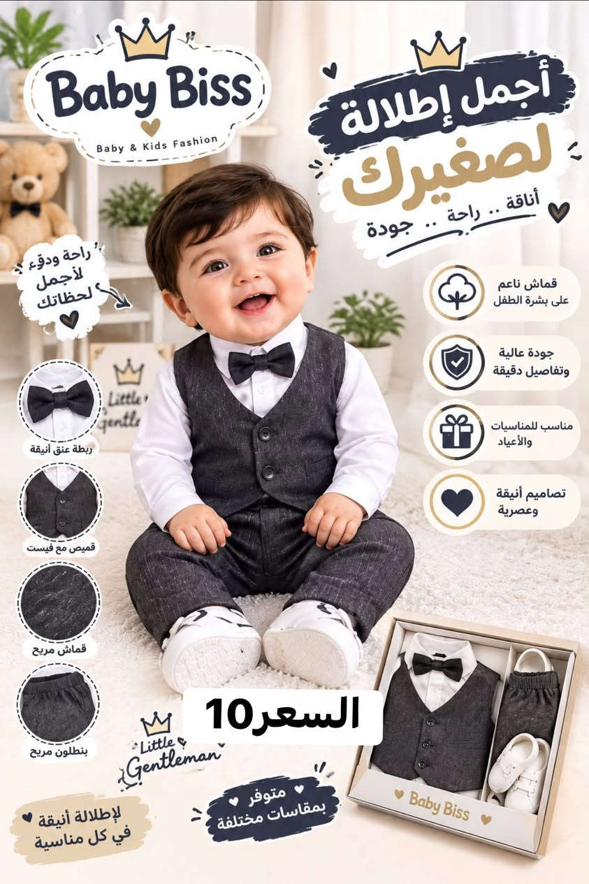 سنتر مَاشا ودب(***********) - النهروان شارع المستشفى مقابل مطعم تويتر 2

نص مكتوب في الصور:
- chicco Design & Best Quality SAWA BABY No.1 ORIGINAL For Baby & Kids أجمل إطلالة لصغيرك راحة ... نعومة ... جودة خامة قطنية ناعمة مريح على البشرة جودة عالية مناسب للهدايا طقم متكامل (روب + بنطلون + قبعة + نعال) 15السعر قبعة ناعمة روب أنيق بنطلون مريح نعال ناعم راحة طفلك تبدأ من هنا chicco
- أجمل إطلالة لصغيرك أناقة .. نعومة .. راحة قماش ناعم على بشرة الطفل جودة عالية وتفاصيل دقيقة مناسب للهدايا والمناسبات تصاميم أنيقة ومريحة 14 السعر قبعة لطيفة تصميم أنيق بنطلون مريح جوارب ناعمة هدية مثالية لأجمل بداية
- أجمل إطلالة لصغيرك ناعم .. مريح .. عملي قماش ناعم على بشرة الطفل جودة عالية وتفاصيل دقيقة مريح في الحركة تصميم أنيق وجذاب مناسب من عمر 0 - 12 شهر تطريز ناعم ومميز السعر 7 راحة وأناقة في كل تفصيلة خفيف الوزن سهل الارتداء سهل الغسل يدوم لفترة أطول CLEMENS راحة وأناقة لطفلك Sweet Baby
- Baby Biss Baby & Kids Fashion أجمل إطلالة لصغيرك أناقة .. راحة .. جودة راحة ودوقم لأجمل لحظاتك ربطة عنق أنيقة قميص مع فيست قماش مريح بنطلون مريح السعر 10 Little Gentleman متوفر بمقاسات مختلفة الإطلالة أنيقة في كل مناسبة قماش ناعم على بشرة الطفل جودة عالية وتفاصيل دقيقة مناسب للمناسبات والأعياد تصاميم أنيقة وعصرية
- chioco نعومة لا مثيل لها لأميرك الصغير طقم ملابس حديثي الولادة من Chioco: من 16 قطعة من الراحة والأناقة! خامات قطنية %100 فائقة النعومة تصميم عملي لسهولة الارتداء تصميم عملي آمن تماماً على بشرة الطفل الحساسة السعر 13 اطلبه الآن! [متجر عالم الطفل] [123-456-7890] [chioco.com]