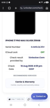 📱 آيفون 17 برو ماكس 🎨 سلفر | 💾 256 جيجا | 🔋 البطارية 100% 📍 بغداد ✅ جه...