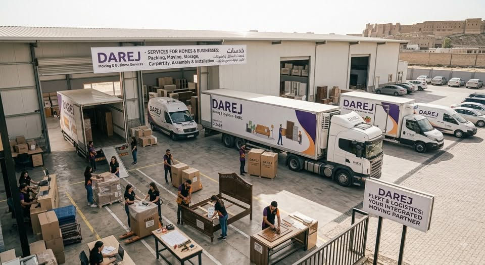 تنتقل لبيت جديد أو تجهز مقر عملك بأربيل؟ 📦🏠
خلّ أثاثك بأيدٍ أمينة مع فريق دارج!
نسهل عليك العملية من الألف إلى الياء:
 فك وتجميع الأثاث بواسطة نجارين مختصين.
 تغليف احترافي للحماية من الصدمات.
 كادر عمالة متمكن وسيارات نقل حديثة.
خدماتنا متوفرة للبيوت، الشركات، والمحلات التجاريّة 💯
📲 للتواصل والطلب: ***********
📍 أربيل
