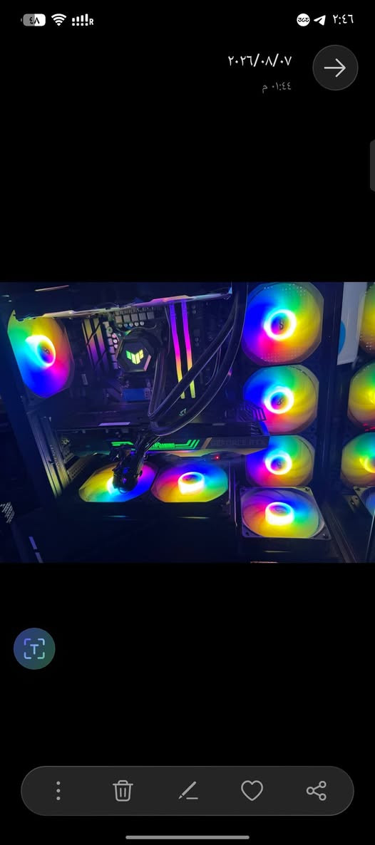 السلام عليكم للبيع
🟢مواصفات🟢

M.B: Gigabyte B760 DS3H DDR4

G.C: RTX 3070Ti ZOTAC TRINITY OC 8GB

CPU: iNTEL i5 12400F 

RAM: DELTA T.FORCE 16GB (8*2) 3200MhZ 

HARD:  NVME 256GB

HARD:  1TB HDD

COOLER: LIQUID COOLER ASUS TUF GAMING LC240 ARGB

POWER: FSP HYDRO PRO 800W BRONZE

CASE: DARKFLASH DS900 7FAN
***********

نص مكتوب في الصور:
- ٢٠٢٦/٠٨/٠٧
- ٠١:٤٤ م