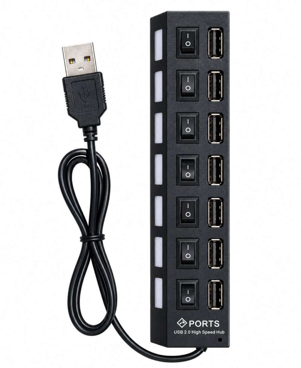 موزع USB • ٧ منافذ • مفاتيح مستقلة
