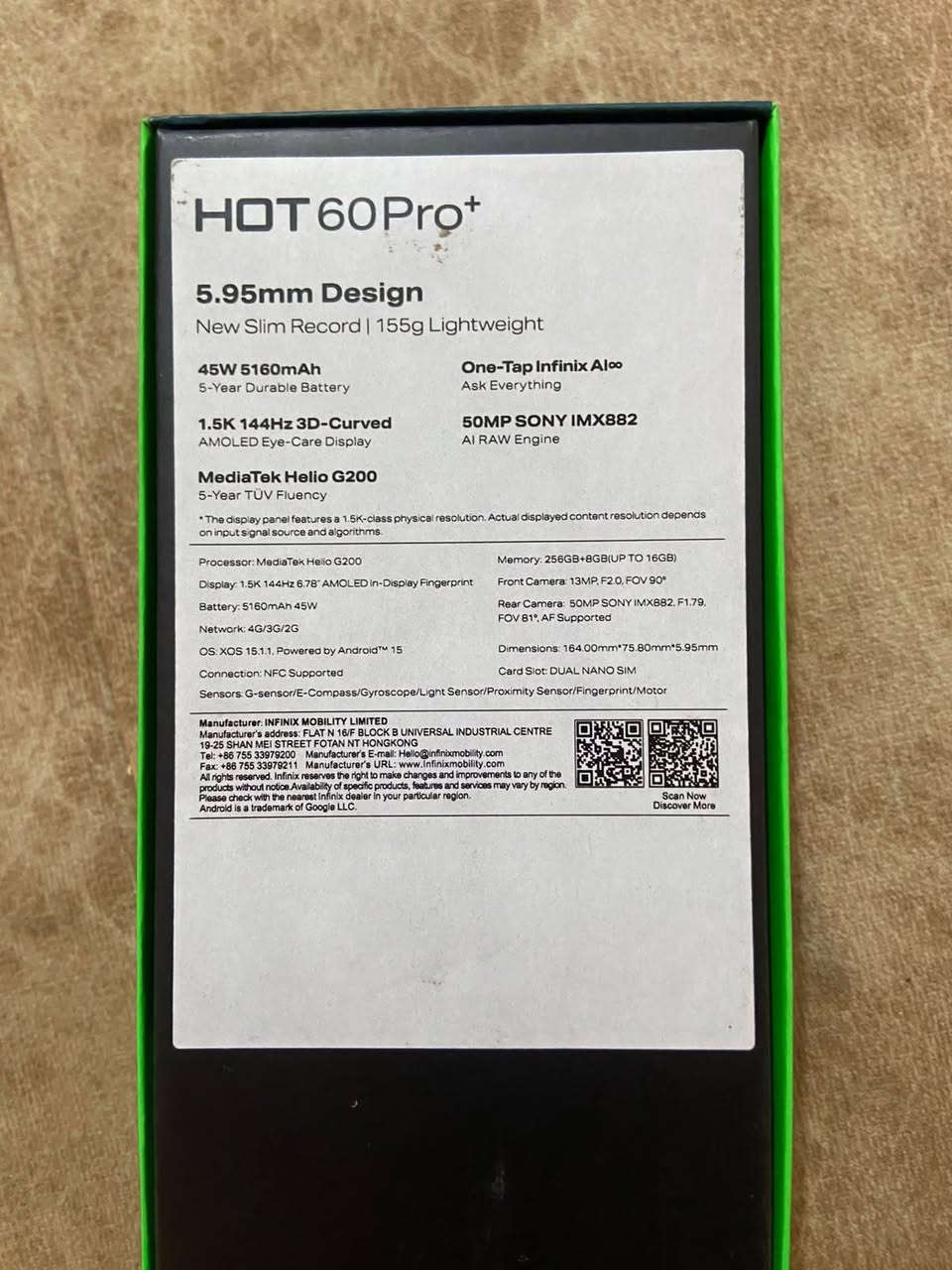 انفينكس HOT60 Pro+ • رام 16GB • ذاكرة 256GB