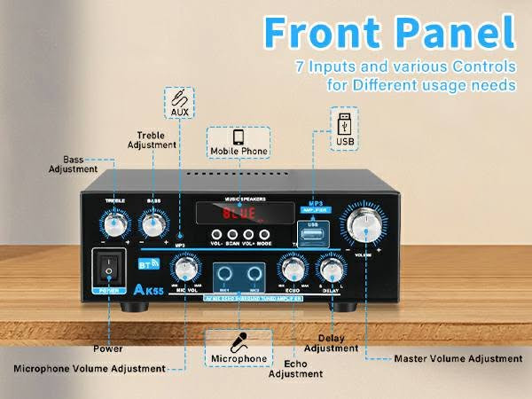 40 الف
نبذة باستخدام الذكاء الاصطناعي

الصورة تظهر صندوق مضخم صوت ستيريو رقمي طراز AK55 (Stereo Audio Power Amplifier). [1, 2]

التفاصيل والمواصفات:

الطاقة: يدعم قدرة خرج تصل عادة إلى حوالي 90 واط + 90 واط (أو ما يصل لـ 300 واط كحد أقصى حسب الإصدار).

التقنيات: يدعم اتصال البلوتوث (Bluetooth 5.0)، ومنفذ USB، وبطاقات الذاكرة (TF/SD Card)، وراديو FM.

المميزات: يحتوي على مدخلين للميكروفون، وإمكانية التحكم في الصوت الجهوري (Bass) والصوت الحاد (Treble)، ويأتي مع جهاز تحكم عن بعد.

الاستخدامات: مناسب لأنظمة الصوت المنزلية الصغيرة، الكاريوكي، أو السماعات الاستيريو. [1, 2, 3, 4]

إذا كنت ترغب في معرفة المزيد، أخبرني:

ما هو نوع السماعات أو النظام الذي تخطط لربطه به؟

هل تحتاج إلى مساعدة في طريقة توصيله أو إعدادات التشغيل؟
التواصل خاص او الاتصال على الرقم 
***********
