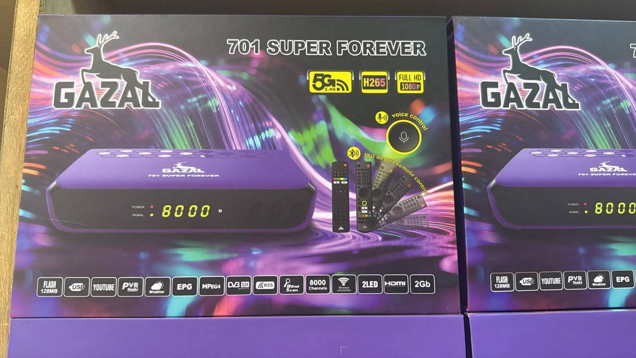 📡🔥 متوفر الآن لدى معرض النرجس للستلايت 🔥📡

💜✨ GAZAL 701 SUPER FOREVER ✨💜
🚀 جهاز متكامل • أداء قوي • مواصفات مميزة • اشتراكات متعددة

━━━━━━━━━━━━━━━━━━━━

🌟 الاشتراكات المرفقة مع الجهاز 🌟

🟢 01 — DOOM ⏳ 10 سنوات
🟢 02 — BELO ⏳ 10 سنوات
🟢 03 — TV PLUS ⏳ 10 سنوات
🟢 04 — TOP ⏳ 10 سنوات
🟢 05 — SUPER ⏳ 10 سنوات
🟢 06 — LION ⏳ 10 سنوات
🟢 07 — MAVIN ⏳ 10 سنوات
🟢 08 — BOB IPTV ⏳ 10 سنوات
🟢 09 — ONE ⏳ 5 سنوات

🔵 10 — FAMILY ⏳ 15 شهر
🔵 11 — DRAGON ⏳ 15 شهر
🔵 12 — HERO ⏳ 15 شهر
🔵 13 — MAX ⏳ 15 شهر
🔵 14 — DRAGON+ ⏳ 15 شهر

🟣 15 — APOLLO IPTV ⏳ سنة
🟣 16 — FOREVER Sharing ⏳ سنة

━━━━━━━━━━━━━━━━━━━━

🎬 الاشتراكات تشمل:
📺 قنوات متنوعة
🎞️ مكتبات أفلام ومسلسلات
👨‍👩‍👧‍👦 باقات ومحتوى للأطفال
⚽ إمكانية إضافة VIP Package لفتح القنوات الرياضية على باقة النايلسات البنفسجية 💜

━━━━━━━━━━━━━━━━━━━━

🎯🔥 التطبيقات والمزايا 🔥🎯

▶️ YouTube — مدى الحياة ♾️
📱 مشاركة شاشة الهاتف على التلفزيون — مدى الحياة ♾️
🎙️ أوامر صوتية مع الريموت
📡 Wi-Fi داخلي ودعم الاتصال اللاسلكي

━━━━━━━━━━━━━━━━━━━━

⚙️💎 مواصفات GAZAL 701 SUPER FOREVER 💎⚙️

🧠 RAM: 2GB
💾 Flash: 128MB
🚀 المعالج: GX الجديد 2026
🎙️ دعم الأوامر الصوتية
📡 Wi-Fi داخلي مع دعم شبكات 5G
🌐 منفذ Ethernet للاتصال السلكي
🎥 دعم H.265 / HEVC
📺 دقة Full HD 1080P
🛰️ دعم الأقمار الصناعية
📡 سعة تصل إلى 8000 قناة
🔌 منفذ USB
▶️ YouTube
📋 EPG دليل البرامج
⏺️ دعم PVR / التسجيل
🔎 Blind Scan البحث الأعمى
📺 دعم 2 LED
🔊 دعم MPEG4

━━━━━━━━━━━━━━━━━━━━

🎮✨ الريموتات المرفقة ✨🎮

📦 الجهاز يأتي مع 2 ريموت أصلي:

🎙️ الريموت الأول:
🔵 Bluetooth + أوامر صوتية

📡 الريموت الثاني:
🔄 زاوية تحكم واسعة 360°

🏢 مناسب للاستخدام في القاعات والصالات الكبيرة

━━━━━━━━━━━━━━━━━━━━

💜🔥 GAZAL 701 SUPER FOREVER 🔥💜

✅ اشتراكات متعددة
✅ مواصفات قوية
✅ أوامر صوتية
✅ Wi-Fi داخلي
✅ Full HD + H.265
✅ YouTube
✅ مشاركة شاشة الهاتف
✅ ريموتان أصليان

🚚 خدمة توصيل لجميع المحافظات العراقية 🇮🇶

📞 للحجز والطلب حصراً:
☎️ https://wa.me/7712524420

📍 معرض النرجس للستلايت

💜 الجودة • الثبات • الخدمة المميزة 💜

نص مكتوب في الصور:
- أقوى جهاز رسيفر لمشاهدة أجمل القنوات GAZAL 701 SUPER FOREVER 5G 2.4G H265 FULL HD 1080P جودة عالية أداء أقوى GAZAL 701 SUPER FOREVER FLASH 128MB USB YouTube PVR Ready MPEG4 DVB S2X SATELLITE RSS Blind Scan 8000 Channels 2LED HDMI 2Gb توجد خدمة توصيل لجميع المحافظات العراق الله اكبر للحجز حصراً *********** جودة عالية ضمان الجودة سعر مناسب أفضل العروض خدمة ما بعد البيع متوفرة دائماً
- جهاز ستلايت متكامل GAZAL 701 SUPER FOREVER المتعة بين يديك ... بمميزات أكثر استقبال قوي لجميع القنوات 10 سنوات 10 سنوات 10 سنوات 10 سنوات 10 سنوات 10 سنوات 10 سنوات 10 سنوات 10 سنوات 15 شهر 15 شهر 15 شهر 15 شهر 15 شهر 15 شهر 15 شهر 5 سنوات 12 شهر 12 شهر أوامر صوتية طبق ستلايت كامل LNB عالي الجودة قاعدة تثبيت كابل توصيل جميع الملحقات 2 GB RAM 128 MB FLASH Wi-Fi مدمج مدخل إنترنت YouTube أوامر صوتية دعم جودة عالية الله أكبر يوجد توصيل لجميع محافظات العراق *********** منتج أصلي توصيل سريع وآمن دعم فني متواصل سعر مناسب
- 10 سنوات 10 سنوات 10 سنوات 10 سنوات 10 سنوات 10 سنوات 10 سنوات 10 سنوات 15 شهر 15 شهر 15 شهر 15 شهر 15 شهر 15 شهر 15 شهر 5 سنوات 12 شهر 12 شهر GAZAL 701 SUPER FOREVER 5G 2 GB RAM 128 MB FLASH وايرلس داخلي مدخل إنترنت يوتيوب قرآن كريم ريموت بلوتوث أوامر صوتية للطلب والاستفسار *********** يوجد توصيل لجميع محافظات العراق يمكن إضافة كود vip لفتح القنوات الرياضية على النايلسات صوتيات خاصة بشركة الغزال لضمان الثبات والجودة
- واي فاي داخلي يدعم 5G 2 GB RAM مدخل إنترنت 128 GB عدسة عدد 2 701 SUPER forever 701 Forever Bluetooth&Voice الاوامر الصوتية ريموت بلوتوث للاستفسار و للطلب اتصل على *********** يوجد توصيل لجميع محافظات العراق الله اكبر