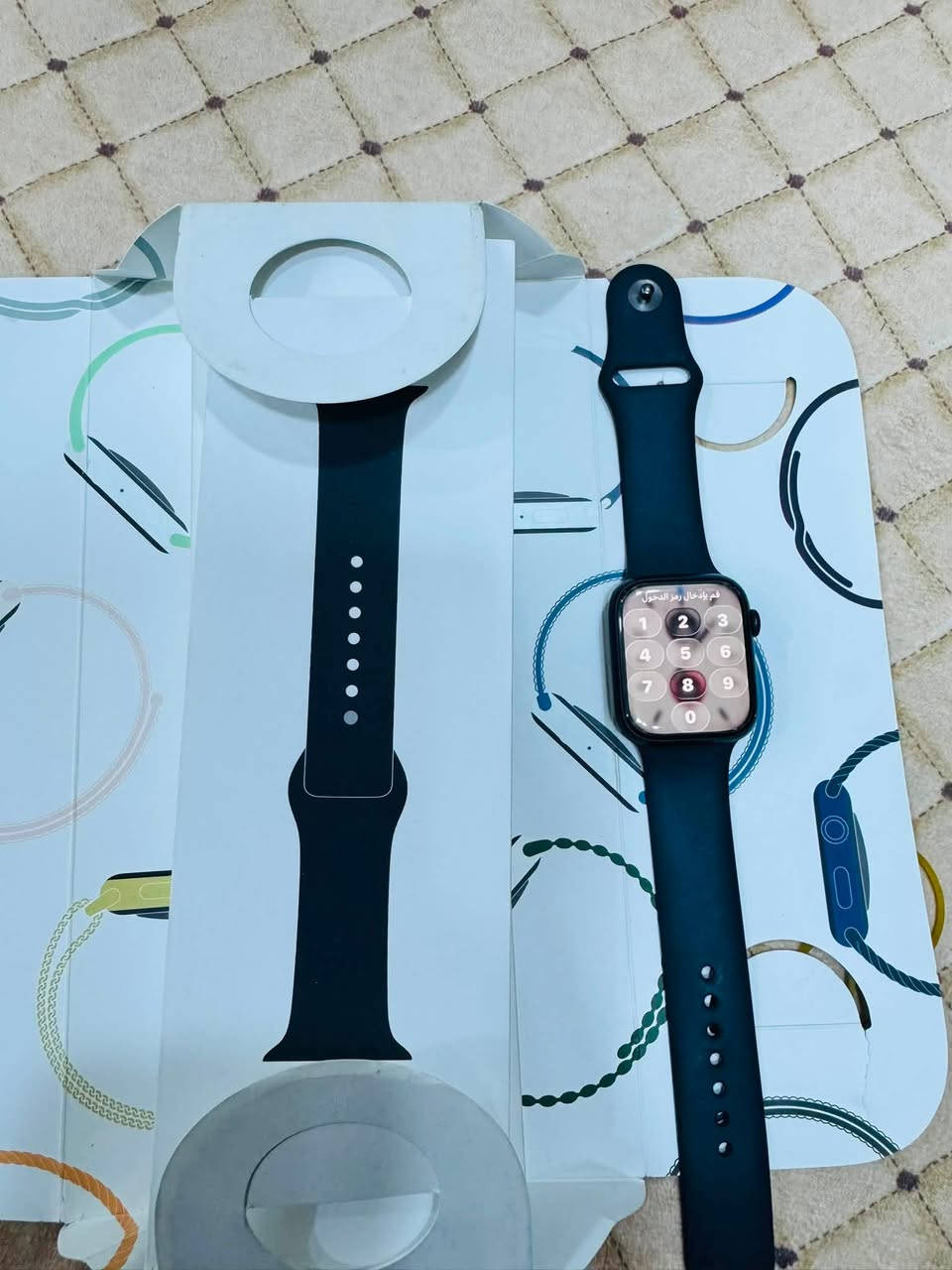 ساعه ابل watch series 9
الجيل التاسع بطاريه 96‎%‎ نظافة 100‎%‎ عليها لاصق حماية بلشاشة و سير اصلي وكيبل شحن وكارتون 

ملحقاتها كلها كامله عارضها 300وبيها مجال مكاني حلة توصيل ماعدي ***********
