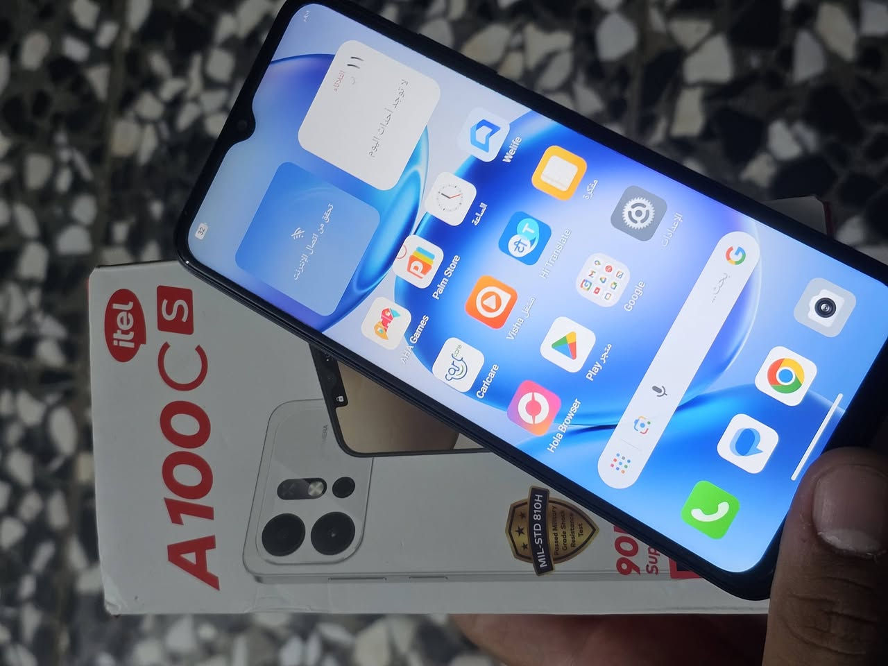 السلام عليكم itel A100c للبيع ذاكره 64 الجهاز مكفول بعده بلزكاته مع كامل ملحقاته سعره 120 وبي مجال مكاني بغداد الحسينيه الرقم ***********
