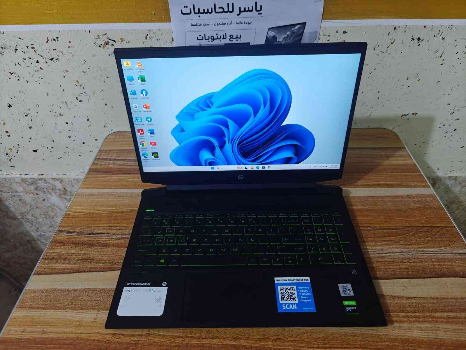🔥 HP Gaming Pavilion | الجيل العاشر 

💰 السعر: 735 الف عراقي  
💻 لابتوب كيمينك مستخدم أوروبي نظيف

⚙️ المواصفات:
• المعالج: Intel Core i5-10300H
• الرام: RAM:16GB DDR4
• التخزين: SSD 256GB + HDD 1TB
• كرت الشاشة: NVIDIA GTX 1650 Ti 4GB
• الشاشة: 16 انج  تردد 60 HZ 

🎮 ينفع لـ:
الألعاب 🎮 | التصميم والمونتاج 🎬 | Photoshop | InDesign | AutoCAD | الدراسة والعمل

🎁 الملحقات: شاحن + حقيبة
🛡️ ضمان لمدة 7 أيام
🚗 يوجد توصيل لجميع المحافظات
📱 واتساب: ***********
☎️ اتصال: ***********

نص مكتوب في الصور:
- ياسر للحاسبات جودة عالية - أداء مضمون - أسعار منافسة بيع لابتوبات
- DirectX Diagnostic Tool
- System Display 1 Display 2 Sound Input
- This tool reports detailed information about the DirectX components and drivers installed on your system.
- If you know what area is causing the problem, click the appropriate tab above. Otherwise, you can use the "Next Page" button below to visit each page in sequence.
- System Information
- Current Date/Time: Sunday, September 20, 2026, 10:21:12 PM
- Computer Name: DESKTOP-G2S56KJ
- Operating System: Windows 11 Pro 64-bit (10.0, Build 26200)
- Language: English (Regional Setting: English)
- System Manufacturer: HP
- System Model: HP Pavilion Gaming Laptop 16-a0xxx
- BIOS: F.27
- Processor: Intel(R) Core(TM) i5-10300H CPU @ 2.50GHz (8 CPUs), ~2.5GHz
- Memory: 16384MB RAM
- Page file: 4512MB used, 14586MB available
- DirectX Version: DirectX 12
- Check for WHQL digital signatures
- DxDiag 10.00.26100.7920 64-bit Unicode Copyright © Microsoft. All rights reserved.
- Help
- Next Page
- Save All Information...
- Exit
- DirectX Diagnostic Tool System Display 1 Display 2 Sound Input Device Name: Intel(R) UHD Graphics Manufacturer: Intel Corporation Chip Type: Intel(R) UHD Graphics Family DAC Type: Internal Device Type: Full Display Device Approx. Total Memory: 8205 MB Display Memory: 128 MB Shared Memory: 8077 MB DirectX Features DirectDraw Acceleration: Enabled Direct3D Acceleration: Enabled AGP Texture Acceleration: Enabled DirectX 12 Ultimate: Disabled Drivers Main Driver: igdumdim64.dll,igd10iumd64.dll,igd10 Version: 31.0.101.2140 Date: 11/5/2025 03:00:00 WHQL Logo'd: n/a Direct3D DDI: 12 Feature Levels: 12_1,12_0,11_1,11_0,10_1,10_0,9_3 Driver Model: WDDM 3.1 Notes No problems found. Help Next Page Save All Information... Exit
- DirectX Diagnostic Tool System Display 1 Display 2 Sound Input Device Name: NVIDIA GeForce GTX 1650 Ti Manufacturer: NVIDIA Chip Type: NVIDIA GeForce GTX 1650 Ti DAC Type: Integrated RAMDAC Device Type: Full Display Device Approx. Total Memory: 12012 MB Display Memory: 3935 MB Shared Memory: 8077 MB DirectX Features DirectDraw Acceleration: Enabled Direct3D Acceleration: Enabled AGP Texture Acceleration: Enabled DirectX 12 Ultimate: Disabled Drivers Main Driver: nvldumdx.dll,nvldumdx.dll,nvldumdx.d Version: 32.0.16.1692 Date: 9/4/2026 03:00:00 WHQL Logo'd: n/a Direct3D DDI: 12 Feature Levels: 12_1,12_0,11_1,11_0,10_1,10_0,9_3 Driver Model: WDDM 3.2 Notes No problems found. Help Next Page Save All Information... Exit