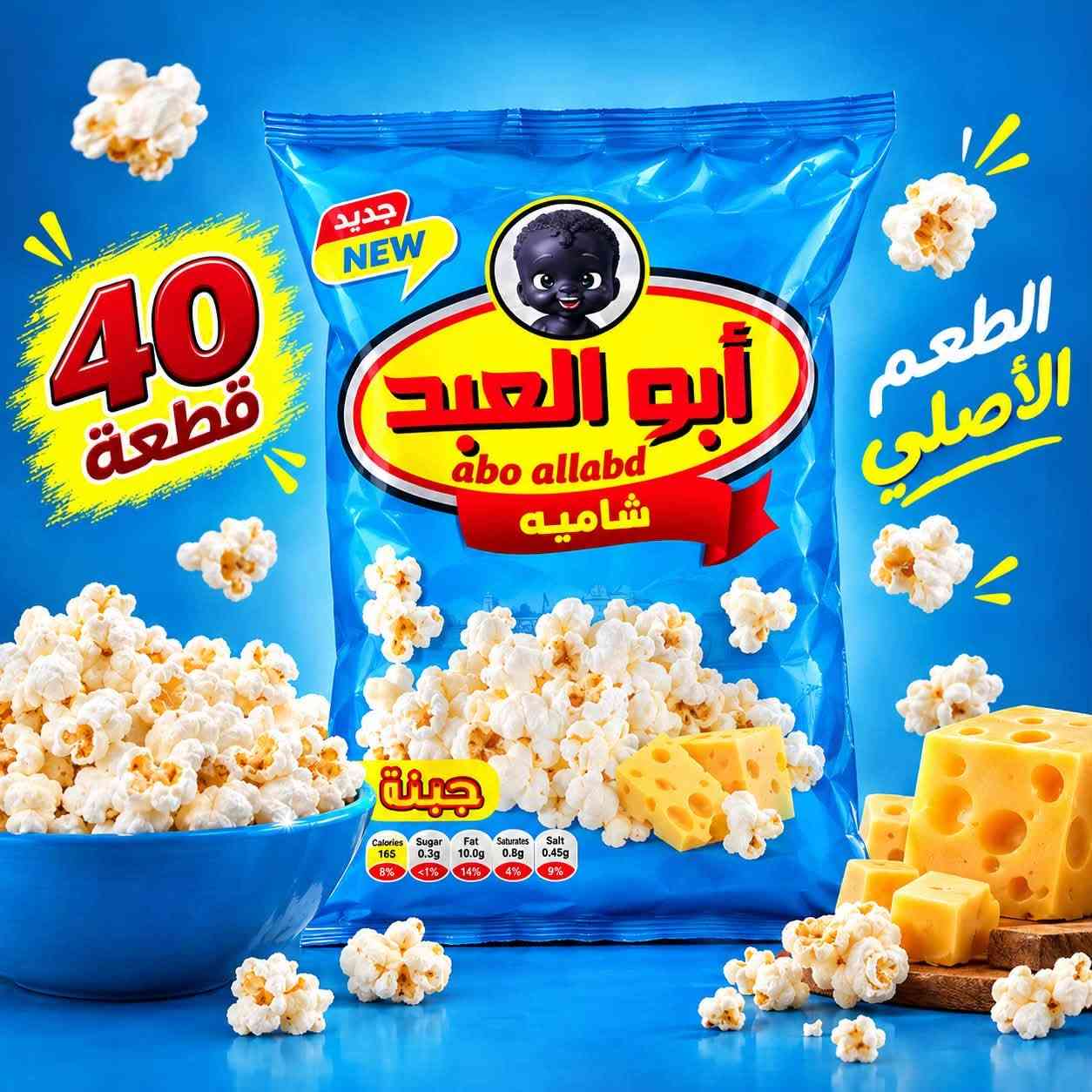 شيبس أبو العبد بكافة النكهات(14) نكهة مختلفة 
العدد : 40 قطعة داخل الكارتون
للطلب والتواصل :
*********** اتصال 
*********** واتساب

نص مكتوب في الصور:
- NEW جديد 40 قطعة الطعم الأصلي أبو العبد abo allabd بالنكهة الخاصة Special Flavor Stix أصابع مقرمشة Calories 169 8% Sugar 0.3g <1% Fat 10.0g 14% Saturates 0.8g 4% Salt 0.45g 9% Typical values per 100g: energy 2030 kJ / 488 kcal
- جديد NEW 40 قطعة الطعم الأصلي جبنة Calories 165 8% Sugar 0.3g <1% Fat 10.0g 14% Saturates 0.8g 4% Salt 0.45g 9%
- جديد NEW 40 قطعة الطعم الأصلي أبو العبد abo allabd بطعم الباربيكيو BBQ Calories 165 Sugar 0.3g Fat 10.0g Saturates 0.8g Salt 0.45g %6 %1 %14 %4 %8 قدي شرشفي تيفيمي صتشمعت وكيق فم تصير تسيبيرآ Typical values per 100g energy 2030 kJ / 486 kcal
- جديد NEW 40 قطعة الطعم الأصلي
- جديد NEW 40 قطعة أبو العبد abo allabd إطابع كركر مقرمشة الطعم الأصلي جبنة