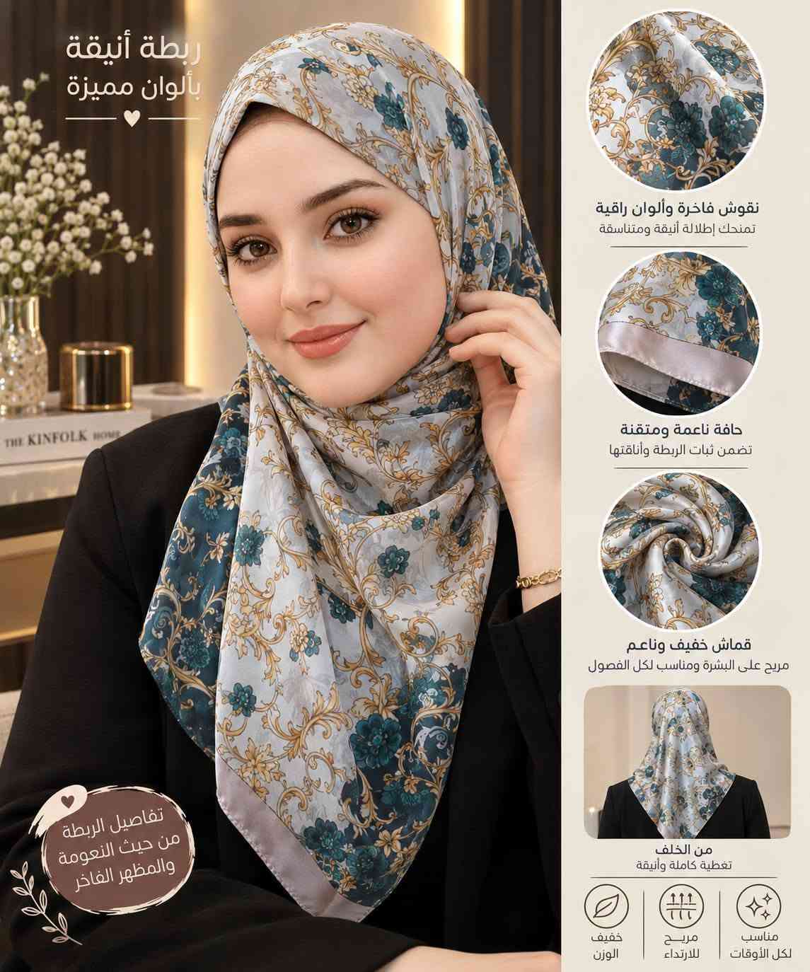 ربطات جرجيت ✨️ستن ✨️شيفون
  📏 القياس: 110سم
💰 السعر: 5,00 د.ع فقط 
متوفر توصيل

نص مكتوب في الصور:
- ربطة أنيقة بألوان مميزة نقوش فاخرة وألوان راقية تمنحك إطلالة أنيقة ومناسبة حافة ناعمة ومتقنة تضمن ثبات الربطة وأناقتها قماش خفيف وناعم مريح على البشرة ومناسب لكل الفصول من الخلف تغطية كاملة وأنيقة مناسب لكل الأوقات مريح للارتداء خفيف الوزن تفاصيل الربطة من حيث النعومة والمظهر الفاخر
- ربطة أنيقة بألوان مميزة
- نقوش فاخرة وألوان راقية تعطيكم إطلالة أنيقة ومناسبة
- حافة ناعمة ومتقنة تضمن ثبات الربطة وأناقتها
- قماش خفيف وناعم مريح على البشرة ومناسب لكل الفصول
- تفاصيل الربطة من حيث النعومة والمظهر الفاخر
- من الخلف تغطية كاملة وأنيقة
- مناسب لكل الأوقات
- مريح للارتداء
- خفيف الوزن
- ربطة أنيقة بألوان مميزة نقوش فاخرة وألوان راقية تعطيك إطلالة أنيقة ومناسبة حافة ناعمة ومتقنة تضمن ثبات الربطة وأناقتها قماش خفيف وناعم مريح على البشرة ومناسب لكل الفصول من الخلف تعطية كاملة وأنيقة مناسب لكل الأوقات مريح للارتداء خفيف الوزن تفاصيل الربطة من حيث النعومة والمظهر الفاخر
- تفاصيل الربطة
- حواف مزخرفة بأحجار لامعة
- بشكل أنيق وهادئ
- قماش الربطة
- قماش ستريج ناعم ومريح
- من الخلف
- تغطية كاملة وأنيقة
- مناسبة
- لكل الأوقات
- مريحة
- للارتداء
- خفيفة
- الوزن
- بسيطة .. ناعمة .. وتكمل جمالك ربطة جرجيت أناقة بسيطة .. لكل يوم القماش: جرجيت القياس: 105 سم (قياس مناسب ومريح) السعر: 5,000 دينار الترتيب: مرتبة وسهلة باللبس مميزات الربطة قماش جرجيت ناعم وخفيف ما يسبب حرارة ثبات عالي على الرأس مناسبة للدوام والمشاوير والمناسبات متوفرة بعدة ألوان حسب المتوفر للطلب والاستفسار راسلونا بالخاص قياس الربطة 105 سم 105 سم تفصيلة القماش من الخلف جودة .. راحة .. أناقة
- ربطة أنيقة بألوان مميزة نقوش فاخرة وألوان راقية تمنحك إطلالة أنيقة ومتناسقة حافة ناعمة ومتقنة تضمن ثبات الربطة وأناقتها قماش خفيف وناعم مريح على البشرة ومناسب لكل الفصول تفاصيل الربطة من حيث النعومة والمظهر الفاخر من الخلف تغطية كاملة وأنيقة مناسب لكل الأوقات مريح للارتداء خفيف الوزن
- ربطة أنيقة بألوان مميزة نقوش عصرية وألوان هادئة تمنحك إطلالة أنيقة ومختلفة حافة ناعمة ومتلقنة تضمن ثبات الربطة وأناقتها قماش خفيف وناعم مريح على البشرة ومناسب لكل الفصول من الخلف تغطية كاملة وأنيقة مناسب لكل الأوقات مريح للارتداء خفيف الوزن تفاصيل الروبة من حيث النعومة والمظهر الفاخر
