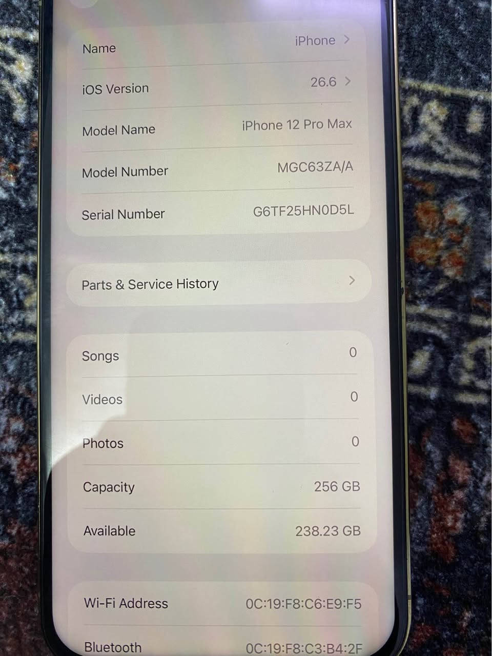 iphone 12 pro max 💛
ئایفۆن ١٢ پڕۆ ماکس
٢٥٦ گیگا 
٢ سیم 
پاتری ٧٣ 
شاشەو پاتری گۆڕاوە بە شتی چاک 
مەسجی کامیرەی هەیە نازانم هۆکار چیە بەڵام نەگۆڕاوە
نرخی ٢٧٠ هەزارە تکایە کەمتری نیە
شوێن هەولێر 
گەیاندنم نیە 
Tel: *********** أربيل, العراق
