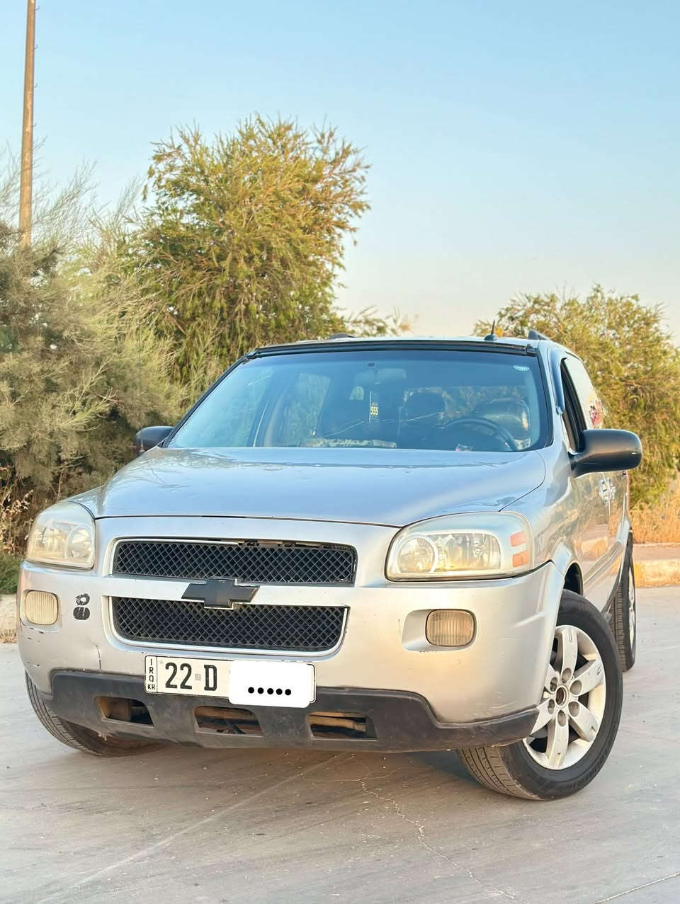 سلام عليكم سيارة شوفرليت اوبلاندر  7 راكب سعر ( 63‎$) بيها مجال بسيط رقم الهاتف ( ***********) ضرر السياره ( فقط حالوب 🌧️) 

1 /رقم اربيل سنويه لحد 2029  لوحات انكليزي ✅
2 / موديل 2007 
3 / محرك 3.9 L🔥✈️
4 /كير + محرك شرط ✅🔥
5 / كشنات جلد 
6 / كشنات الامامي كهربائي 
7 / شاشه اندرويد+ نطام ابل
8 / صدر امامي خلفي جديد 
9 / اربع تايرات جديده 🆕
10/ سنتر لوك 
11/تدفئة شرط ( تبريد شغال بس كومبريسر عاطل) 🔥
12/ ويل كروم بلادي 🖤
13/ داخل رصاصي مميز 🩶🕊️
