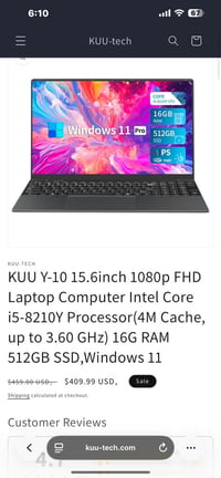 رام ١٦ • كور i5-8210y • SSD ٥١٢