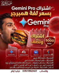 بسعر لفة همبرگر 🍔 اشتراك جيميناي برو وهواي مميزات قوية بعد بس بـ5000 د...