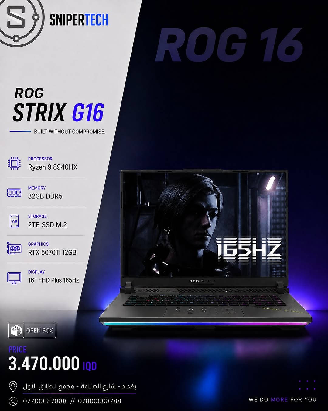 🔥 العيار الثقيل وصل 

نخبة من أقوى لابتوبات و PC الـ GAMING
مخصصة للـ Gamers المحترفين، صناع المحتوى، المصممين، المهندسين ومحترفي الـ3D والرندر.

قوة استثنائية • أداء شرس • بدون تنازلات

للي شغله ولعبه يحتاج وحش. 🔥

SNIPER | WE DO MORE FOR YOU

📍بغداد - شارع الصناعة - مجمع النعمان الطابق الاول
 
***********
***********⁩⁩
