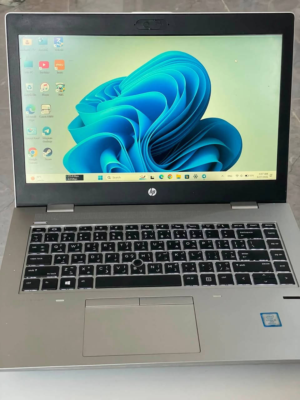 HP ProBook G640 G4
i5 8350U
Ram 8GB DDR4
Intel UHD 620 4GB
Ssd 256GB + Hdd 1TB
شاشه حجم 14
كيبورد ضوئي 
سيم كارت
بصمه اصبع
ويندوز 11 برو
جهاز حيل نظيف مكاني رمادي
سعر 300 الف
***********
