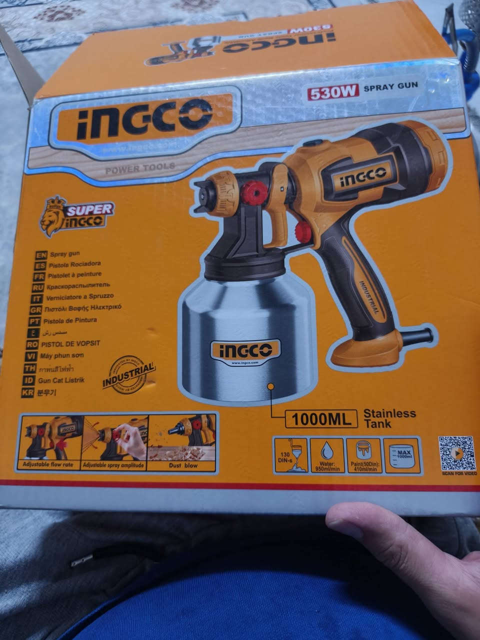🔥 عرض خاص مسدس رش INGCO 530W 🔥 اصلي
✅ القوة: 530 واط 
✅ تانكي ستانلس 1000مل
✅ 3 فوهات للرش + تعديل الكمية
✅ يرش صبغ وورنيش ولقاح
✅ مناسب للجدران والاث والسيارات
💰 السعر 45
🚚 توصيل متوفر جديد بل كارتون
📞 للحجز: ***********
***********

