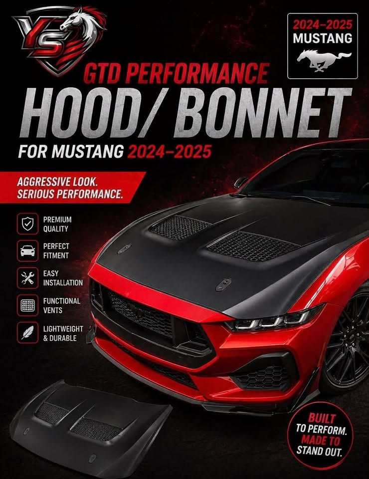 سلام عليكم
بچم GTD كامل
السعر 12 ورقة 
اربيل 
***********

نص مكتوب في الصور:
- 2024-2025 MUSTANG GTD STYLE FRONT FENDERS FOR MUSTANG 2024-2025 TRACK INSPIRED. STREET READY. PREMIUM QUALITY EASY INSTALLATION PERFECT FITMENT
- 2024-2025 MUSTANG GTD STYLE FRONT BUMPER FOR MUSTANG 2024-2025 AGGRESSIVE LOOK. MAXIMUM IMPACT. PREMIUM QUALITY PERFECT FITMENT EASY INSTALLATION HONEYCOMB DESIGN DURABLE & LIGHTWEIGHT
- 2024-2025 MUSTANG GTD PERFORMANCE HOOD/BONNET FOR MUSTANG 2024-2025 AGGRESSIVE LOOK. SERIOUS PERFORMANCE. PREMIUM QUALITY PERFECT FITMENT EASY INSTALLATION FUNCTIONAL VENTS LIGHTWEIGHT & DURABLE BUILT TO PERFORM. MADE TO STAND OUT.