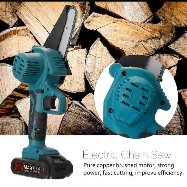 منشار جنزير كهربائي لاسلكي صغير 21V (Mini Cordless Chainsaw)
بطارية ليثيوم 21V
تصميم لاسلكي وخفيف، تشغيل بيد واحدة
محرك نحاسي بفرش
مناسب لتقليم الأشجار وقطع الأغصان والخشب
السيف  6 إنش. 
يوجد توصيل لجميع المحافظات 🛵 
***********

نص مكتوب في الصور:
- Electric Chain Saw
- Pure copper brushed motor,
- strong power, fast cutting,
- improve efficiency.
- Pure copper brushed motor, strong power, fast cutting, improve efficiency.
