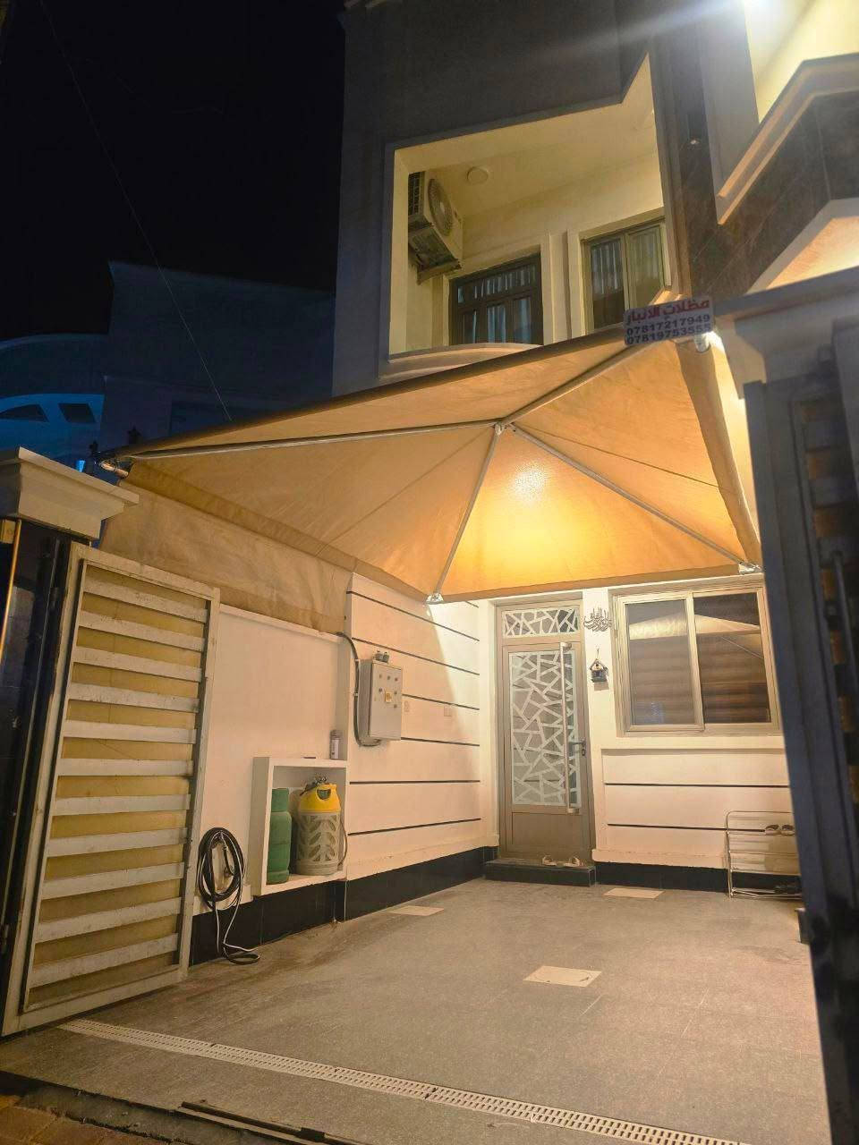 �✨ مظلات هرمية ثابتة –

تصميم أنيق وقوي، مناسب للأجواء الصحراوية ☀️🌬️
☀️ عزل الشمس 100%
🌧️ عزل الأمطار 100%
🌬️ قماش يسمح بمرور الهواء
🔩 هيكل حديد مغلون وتثبيت قوي
🎨 جميع الألوان متوفرة

🚗 حماية لسيارتك و🏡 بيتك من الشمس والأمطار.

📍 تنفيذ وتركيب في بغداد وجميع المحافظات
📞 *********** | ***********
📩 للطلب والاستفسار راسلونا على البيج أو الواتساب

