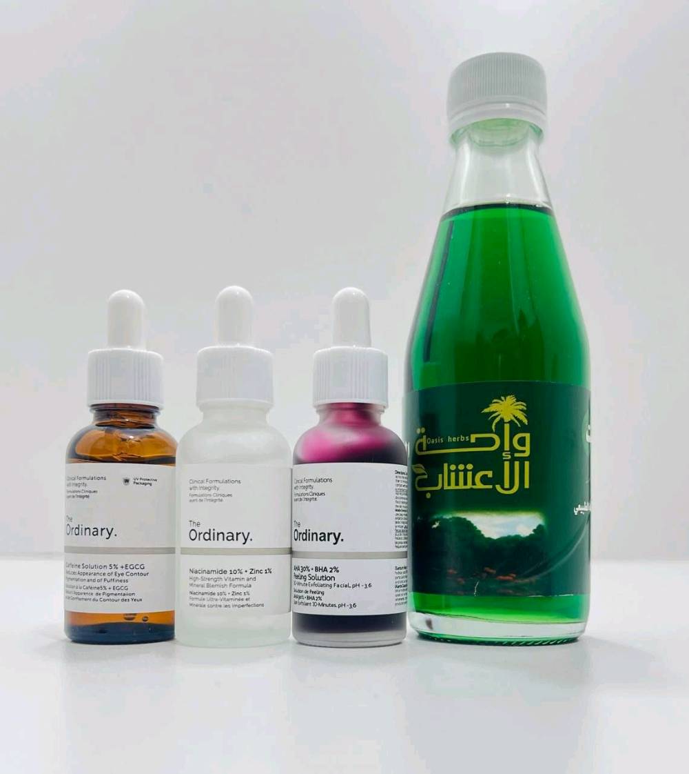 ✨🔥 أقوى عرض للعناية بالبشرة والشعر 🔥✨

💗  بكج  ذا أورديناري:
• مقشر AHA 30% + BHA 2%
• نياسيناميد 10% + زنك 1%
• كافيين 5% + EGCG

🌿 زيت الواحة بالأعشاب للشعر:
يساعد على التغذية والتقوية والكثافة والعناية بالبصيلات ✨

🎁 هدية: مشط خشبي
💰 العرض كامل بـ25 ألف فقط!
التوصيل مجاني لجميع محافظات العراق 😍