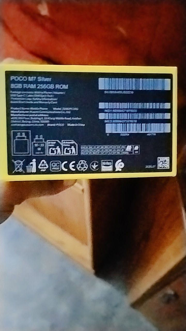 Poco
POCO M7📱
متوفر الان
. ذاكرة 💾تخزين 256GB و عشوائية 8GB
. حجم بطارية🔋 7000mAh ويدعم الشحن السريع بقوة 33W
. كاميرا 📸بدقة 50MP ميكابكسل تصوير عالي الجودة 📷
. معالج SNAPDRAGON 685
. شاشة📱بحجم 6.9 انج تردد 120Hz📲
جهاز مال بيت كامل ملحقات حتى الكارتون
السعر 200 وبيها مجال
خاص موجود
***********
واتس آب

نص مكتوب في الصور:
- قسطلـي Qasatli *********** *********** عنـه - شارع الحضرة - سنتر العائلي سابقاً
- Xiaomi HyperOS اسم الجهاز POCO M7 التخزين ٧٤,٤ ج.ب/٢٥٦ ج.ب إصدار نظام التشغيل (ل POCO 3.0.304.0.WBOMIXM.C07 إصدار Android 16 BP2A.250605.031.A3 تحديث أمان نظام Android 2026-07-01 المواصفات والمعلومات التفصيلية النسخ الاحتياطي والاستعادة الدعم وضع الإصلاح